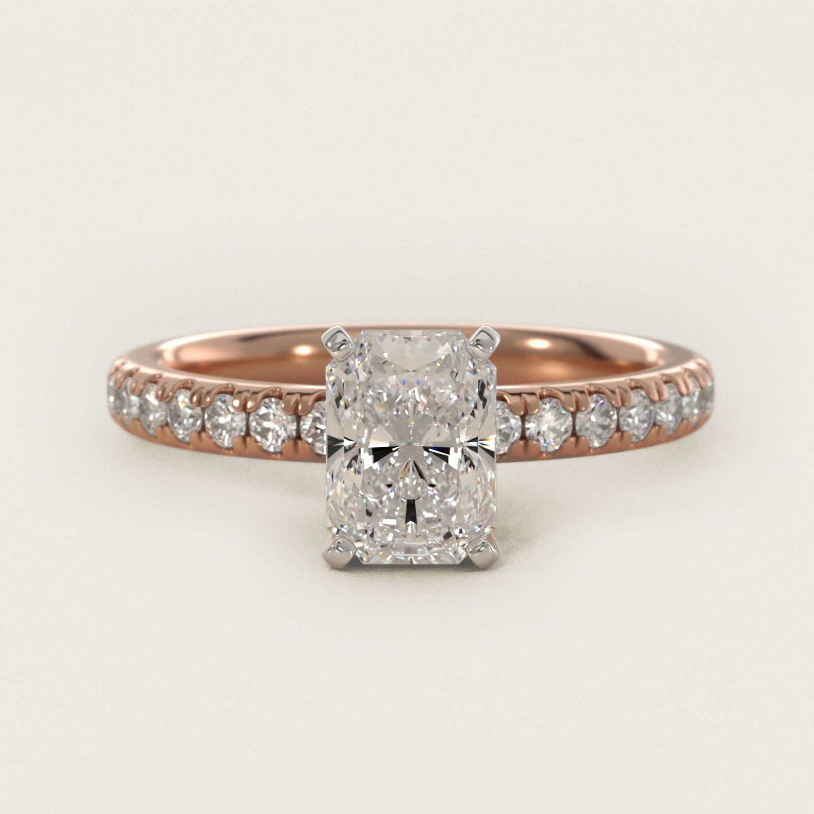 Eternity Diamond Engagement Ring in 14k Rose Gold (3/8 ct. tw.) - Radiant Center