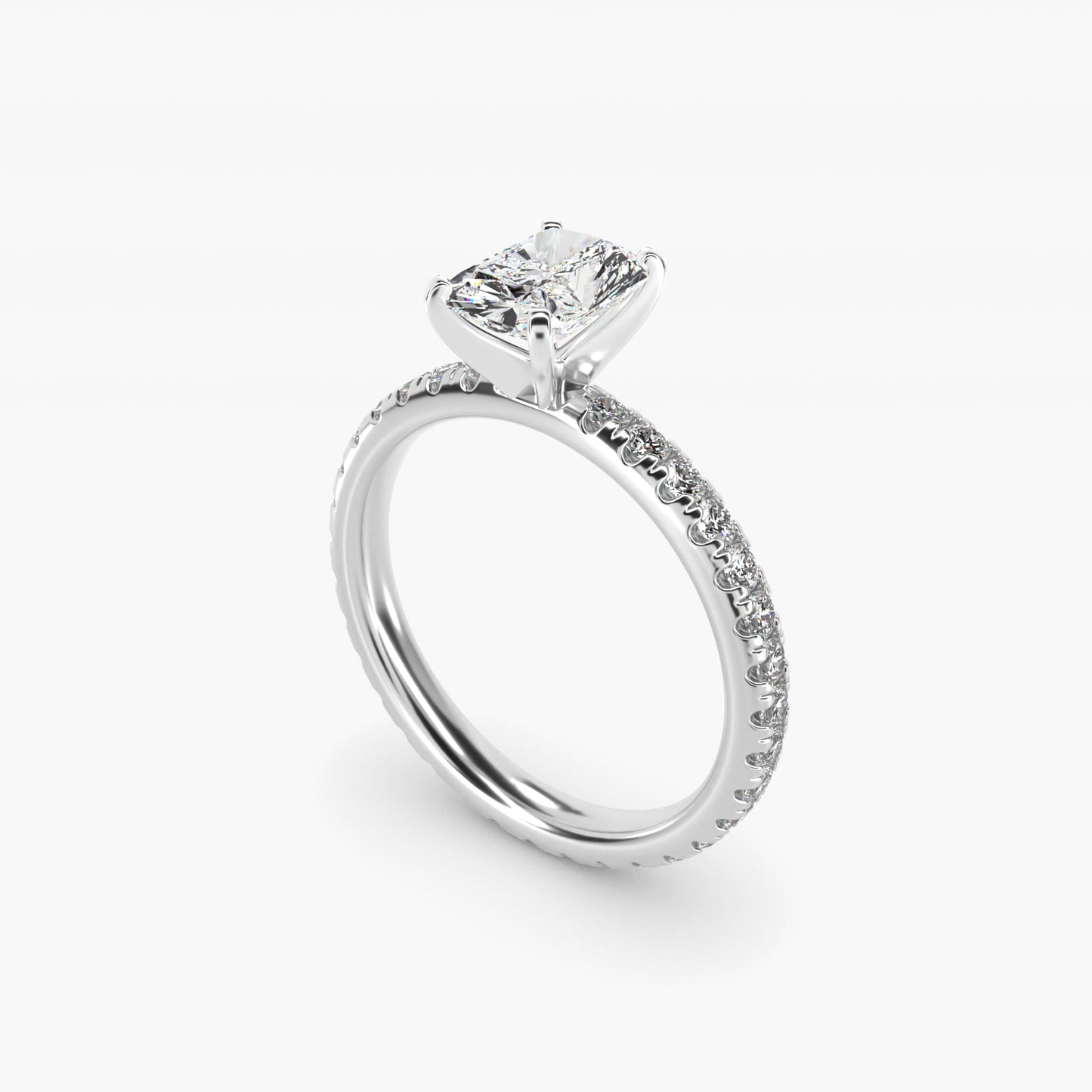 Eternity Diamond Engagement Ring in 18k White Gold (3/8 ct. tw.) - Radiant Center