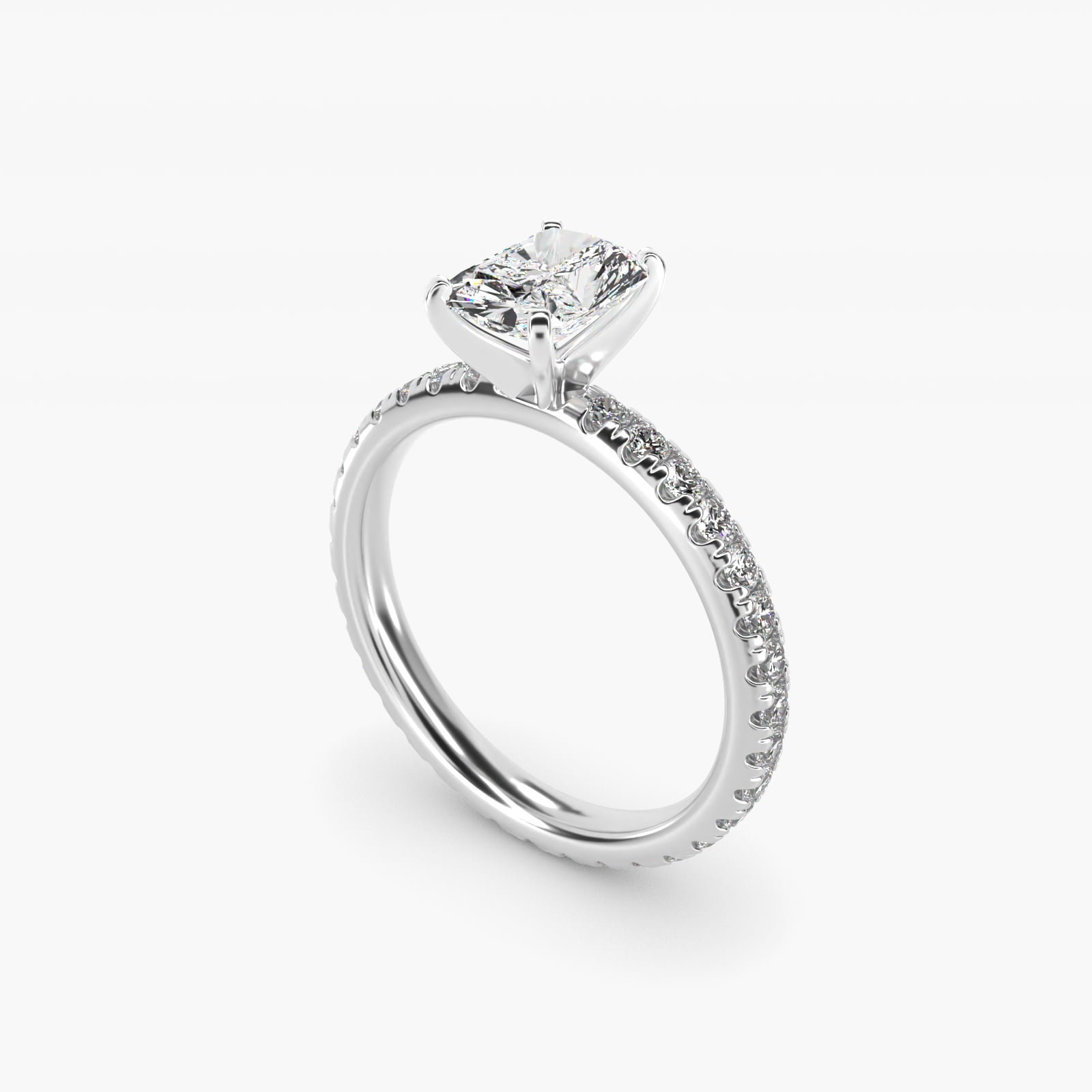 Eternity Diamond Engagement Ring in 18k White Gold (3/8 ct. tw.) - Radiant Center