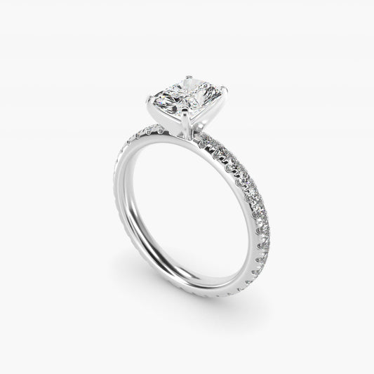 Eternity Diamond Engagement Ring in 18k White Gold (3/8 ct. tw.) - Radiant Center