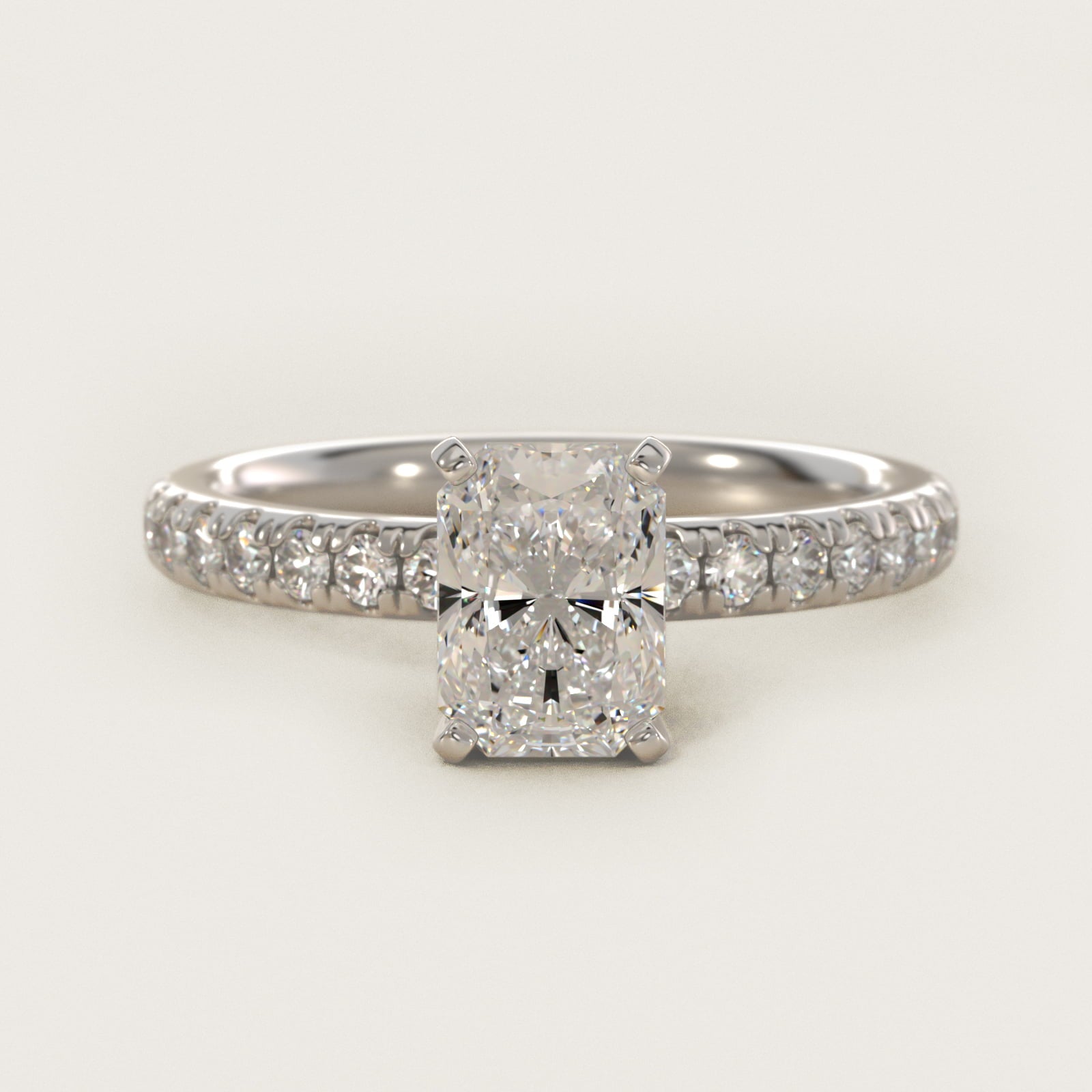 Eternity Diamond Engagement Ring in 18k White Gold (3/8 ct. tw.) - Radiant Center