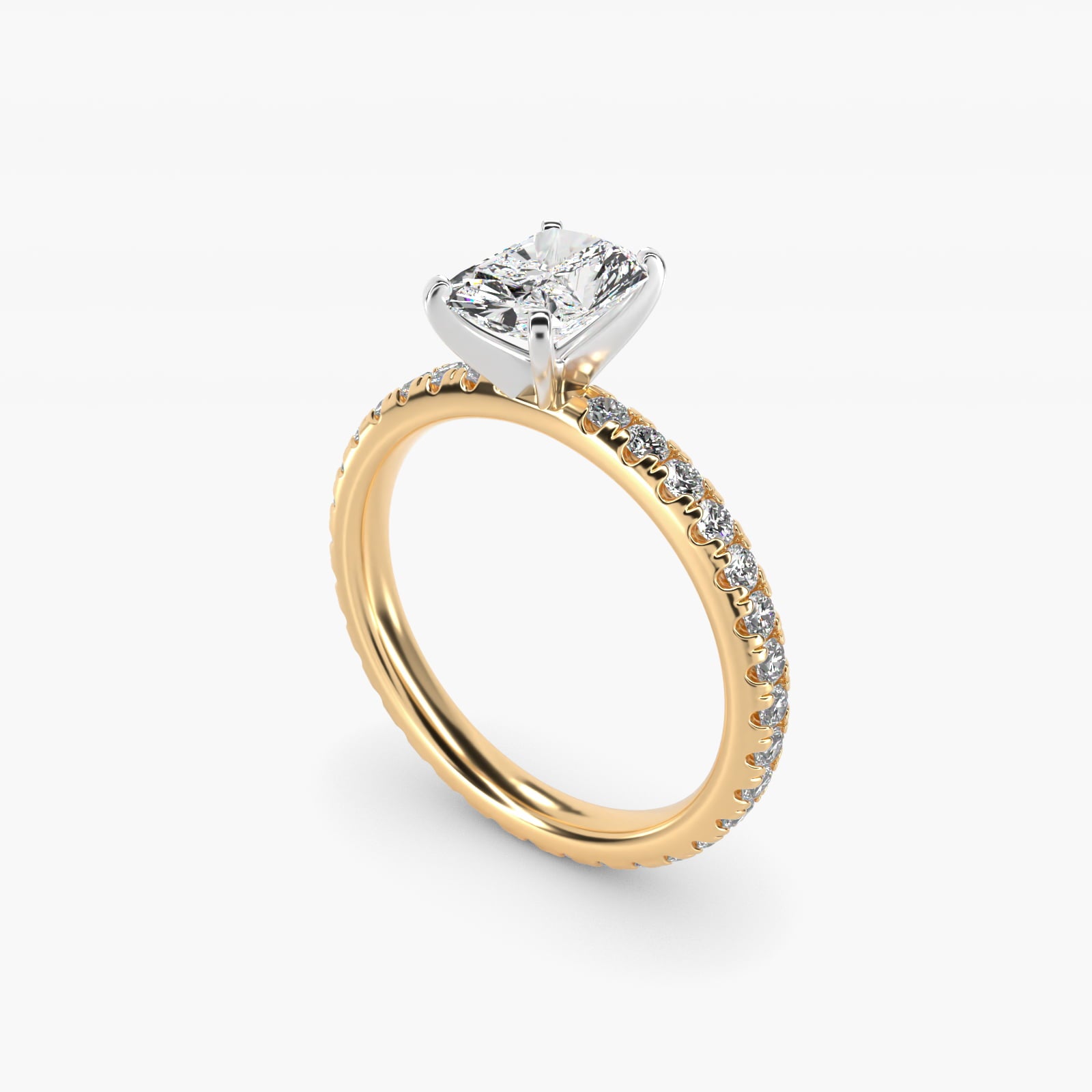 Eternity Diamond Engagement Ring in 14K Yellow Gold (3/8 ct. tw.) - Radiant Center