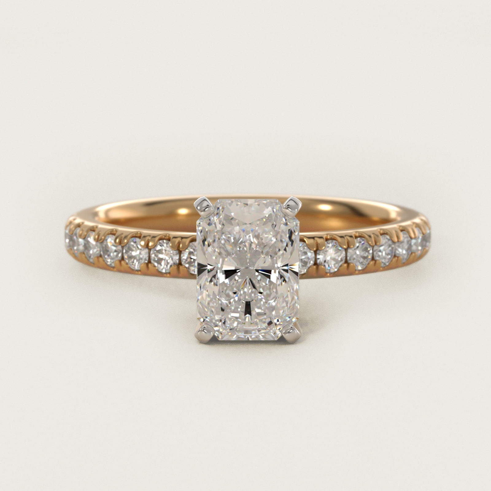 Eternity Diamond Engagement Ring in 14K Yellow Gold (3/8 ct. tw.) - Radiant Center