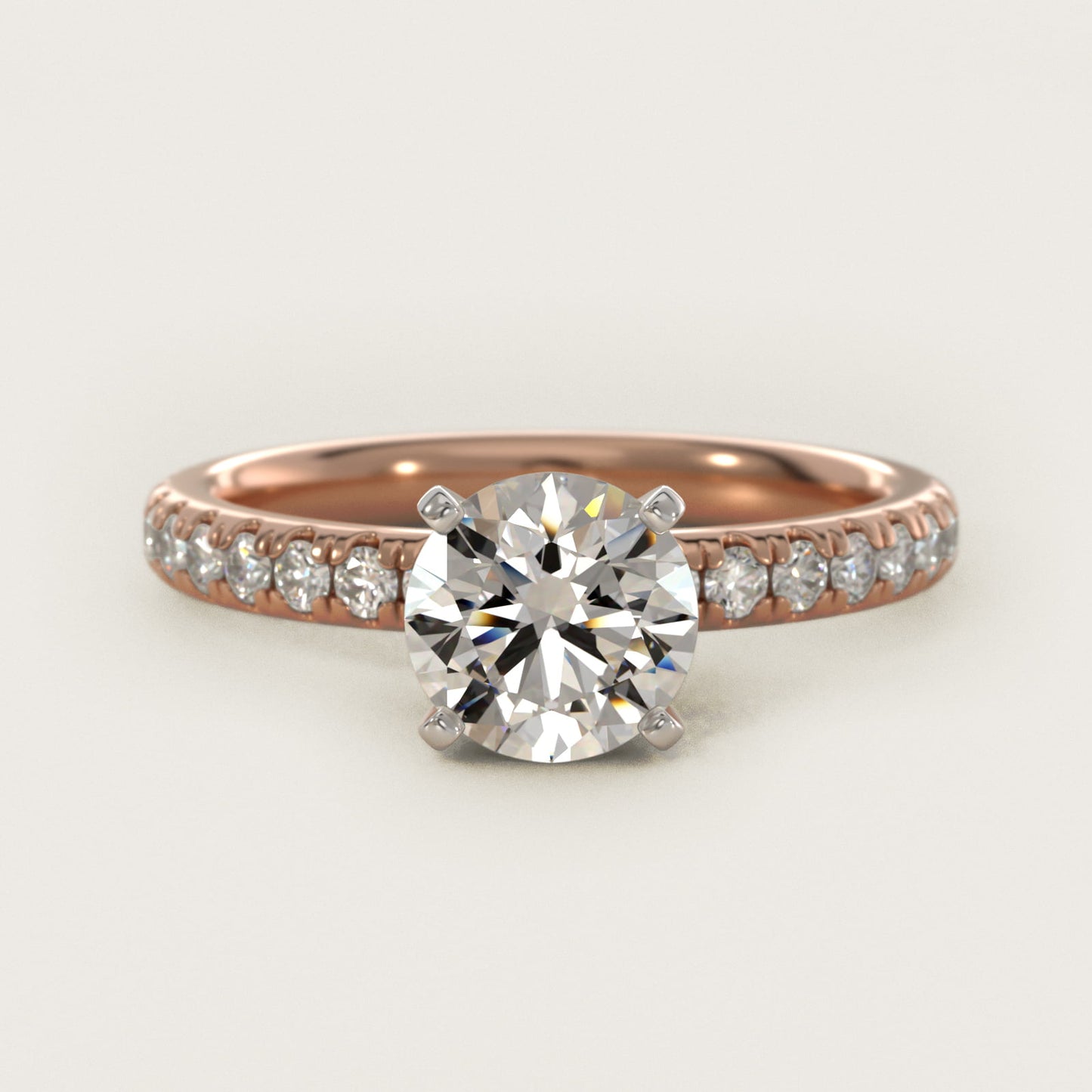 Eternity Diamond Engagement Ring in 14k Rose Gold (3/8 ct. tw.) - Round Center