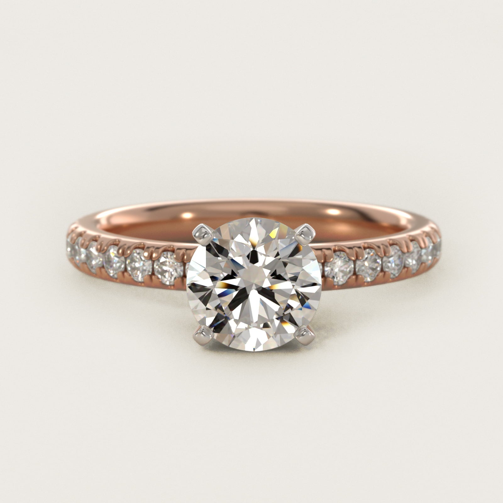 Eternity Diamond Engagement Ring in 18k Rose Gold (3/8 ct. tw.) - Round Center