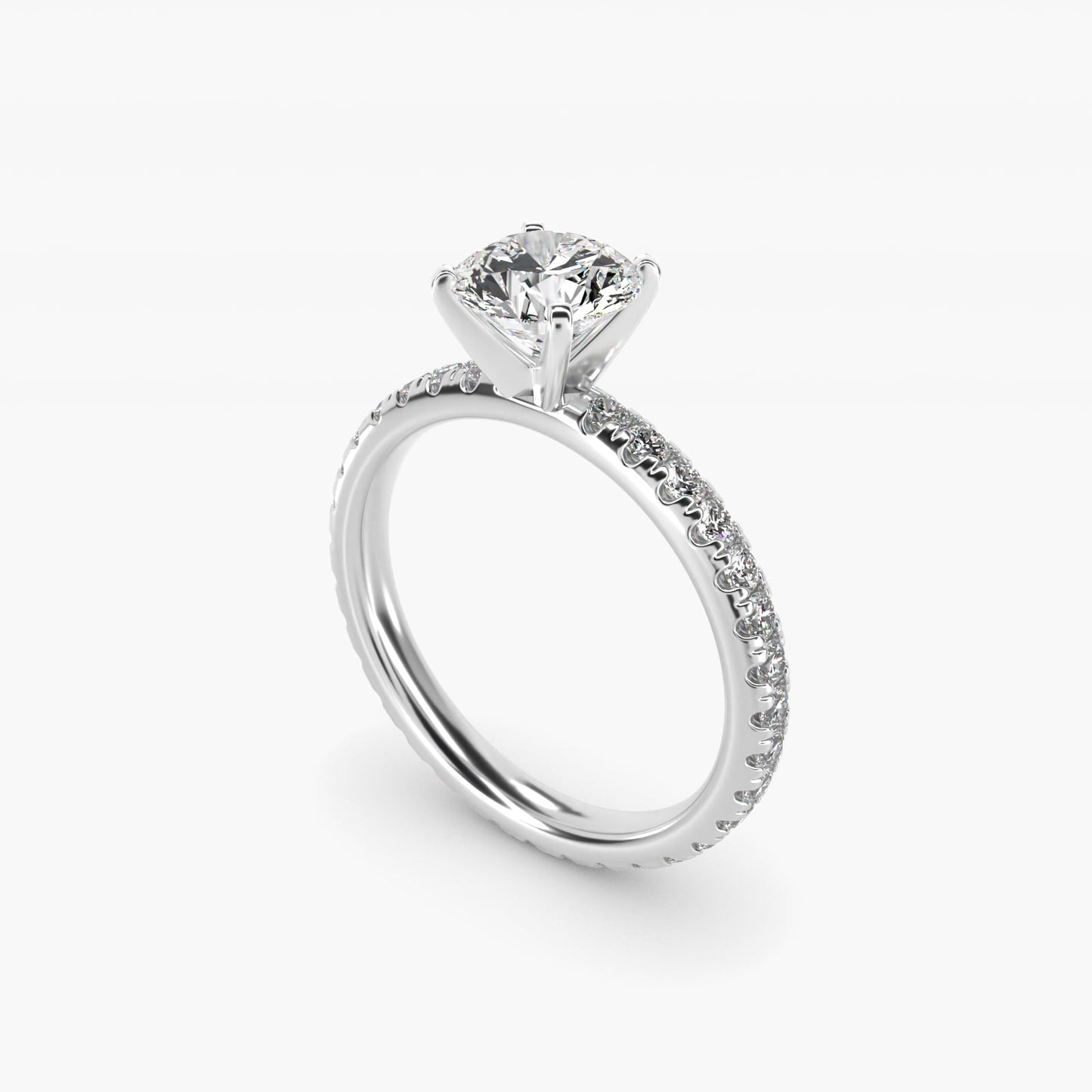 Eternity Diamond Engagement Ring in 18k White Gold (3/8 ct. tw.) - Round Center