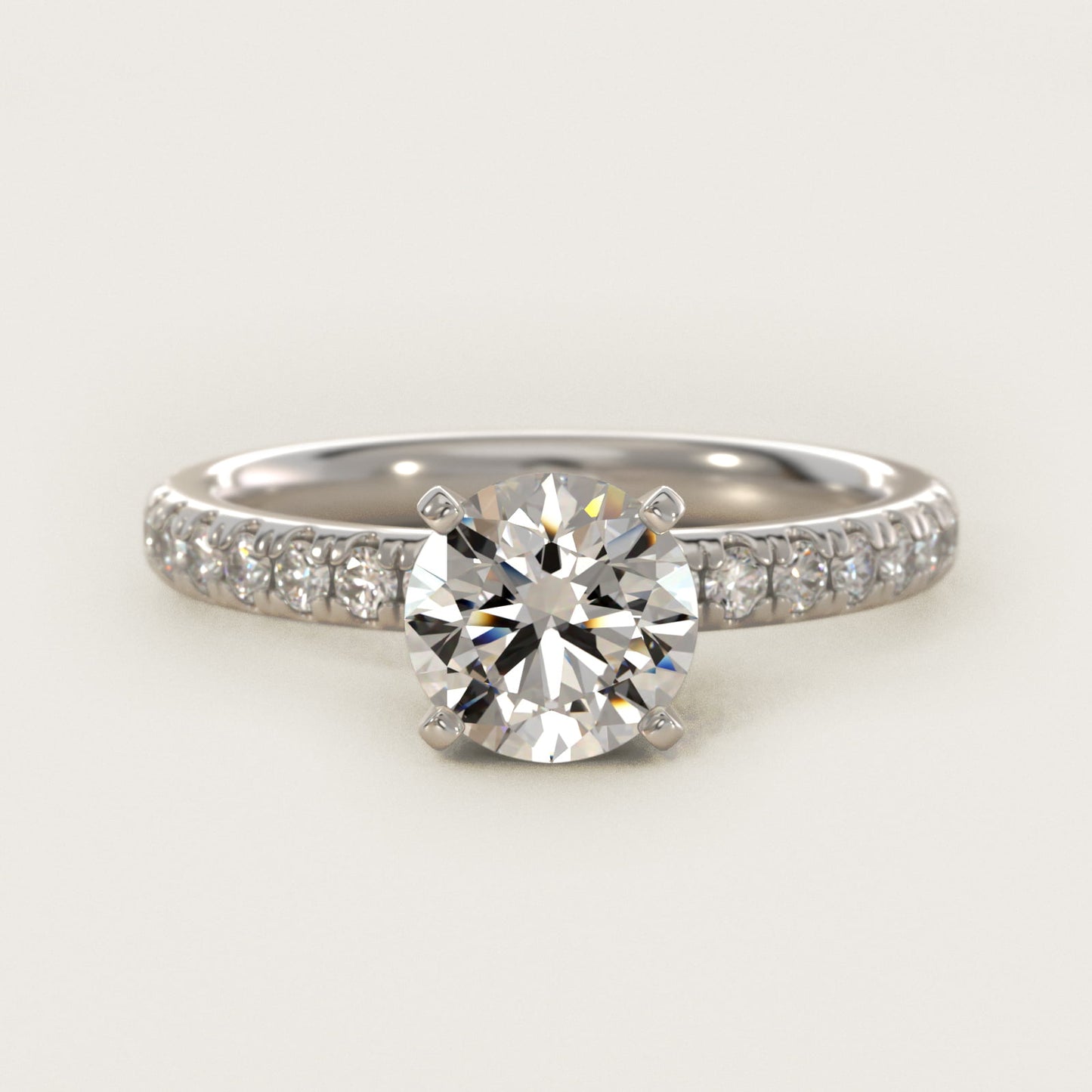 Eternity Diamond Engagement Ring in 18k White Gold (3/8 ct. tw.) - Round Center