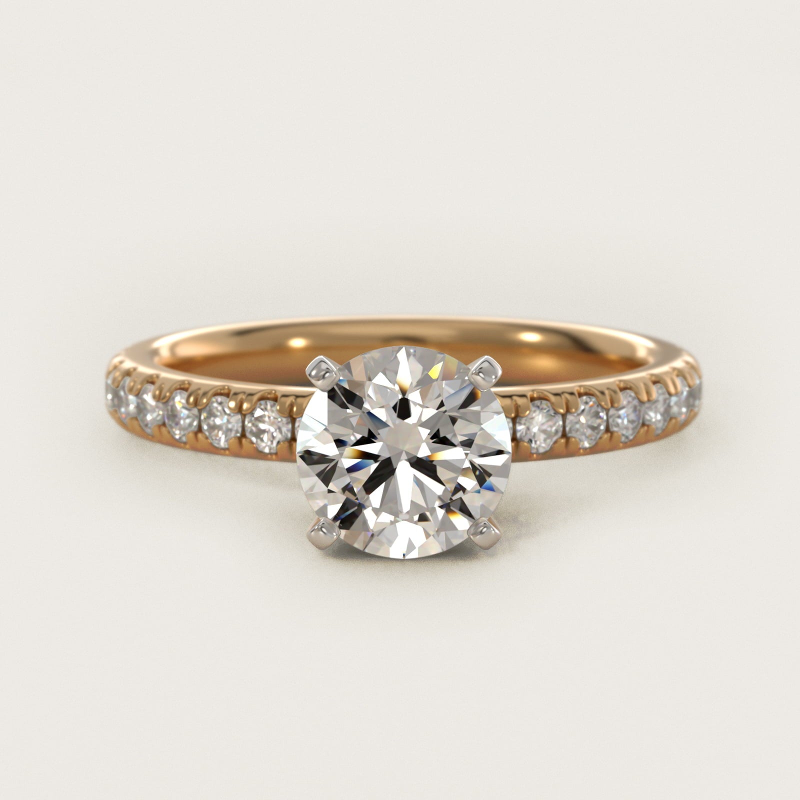 Eternity Diamond Engagement Ring in 14K Yellow Gold (3/8 ct. tw.) - Round Center