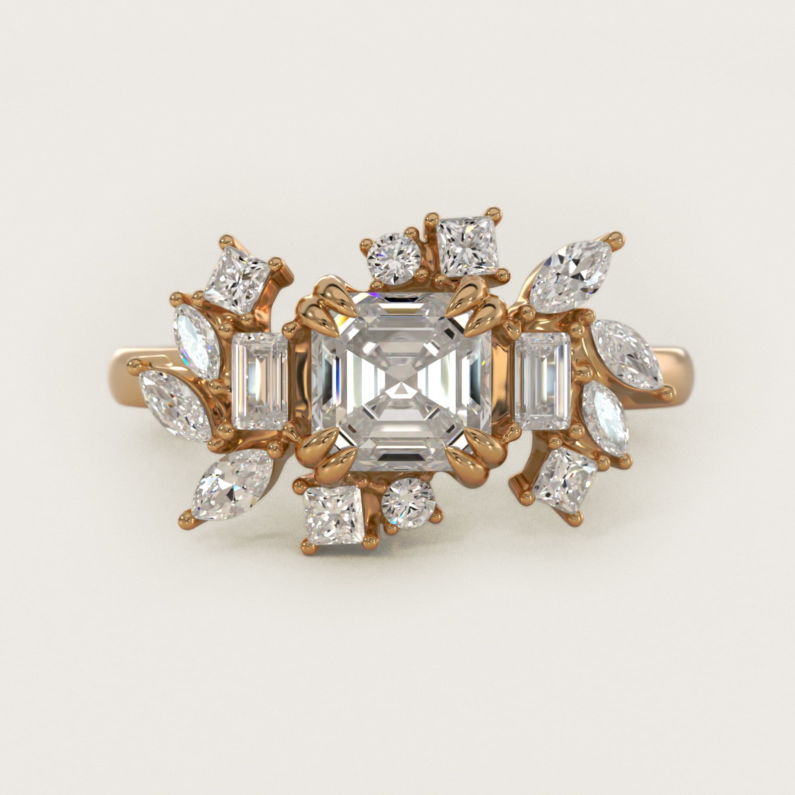 Faceted Side Stone Diamond Engagement Ring In 18k Yellow Gold By James Allen - Asscher Center