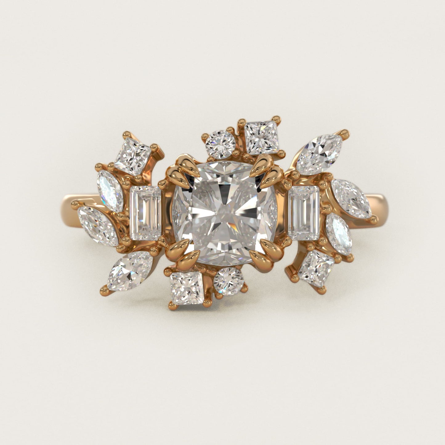 Faceted Side Stone Diamond Engagement Ring In 18k Yellow Gold By James Allen - Cushion Center