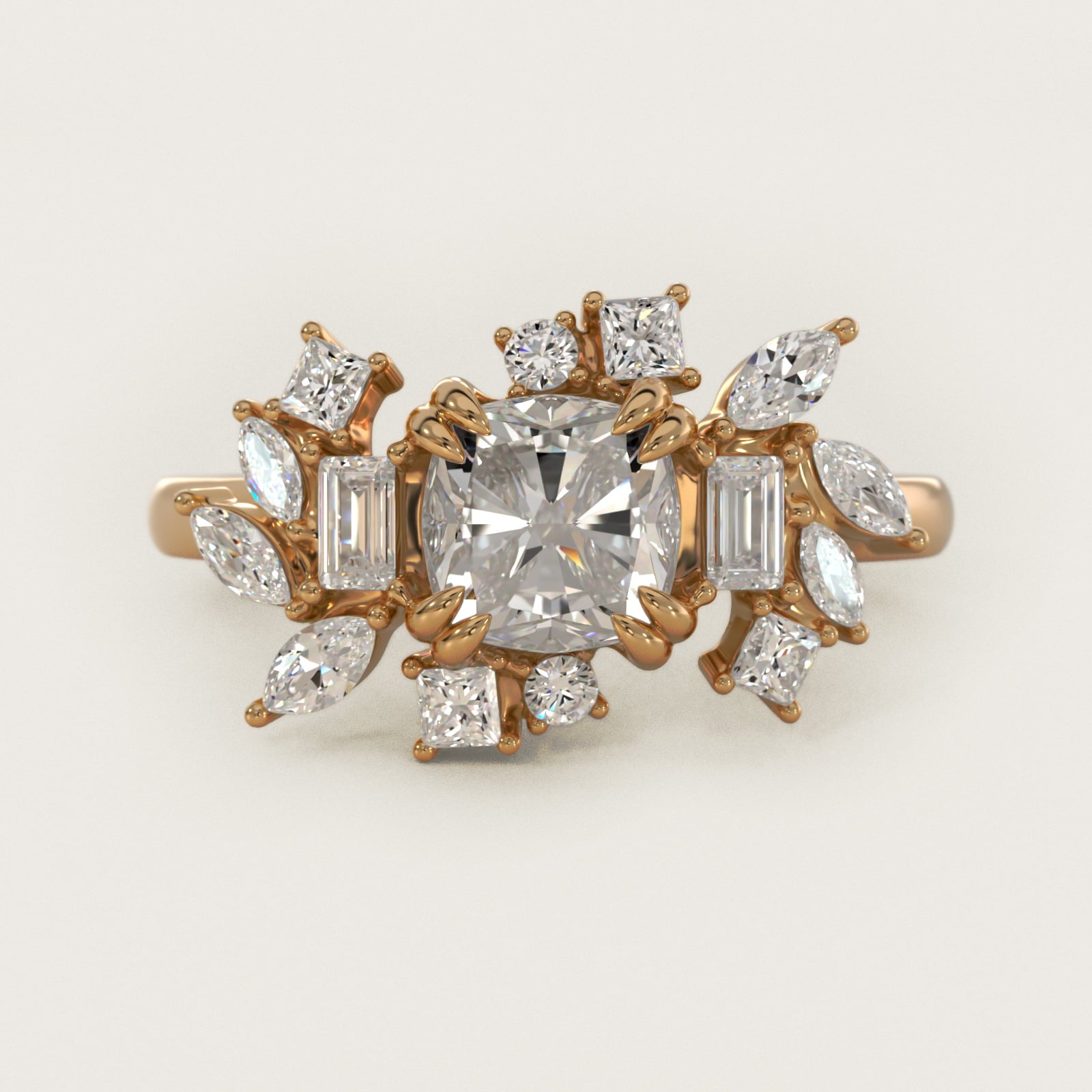 Faceted Side Stone Diamond Engagement Ring In 18k Yellow Gold By James Allen - Cushion Center