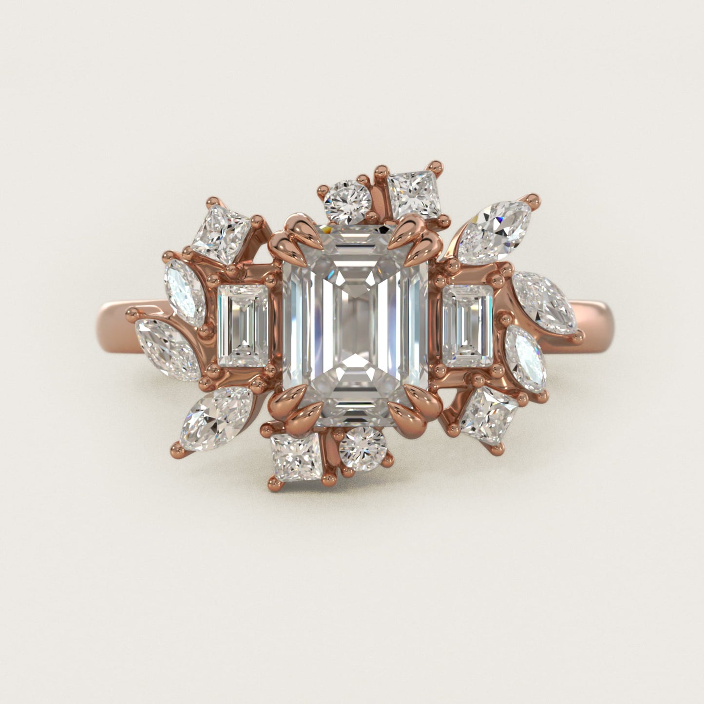Faceted Side Stone Diamond Engagement Ring In 18k Rose Gold By James Allen - Emerald Center