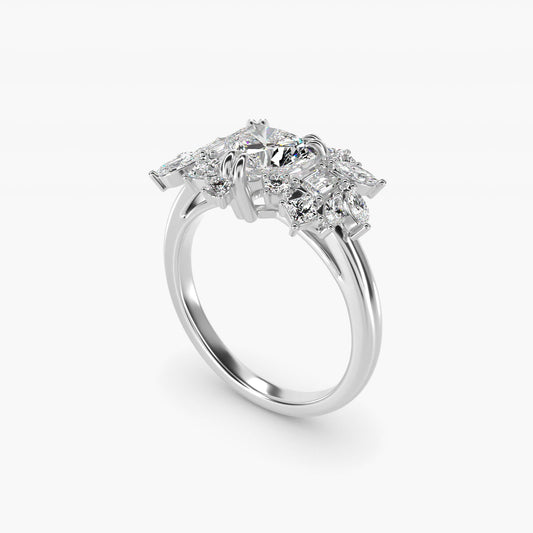 Faceted Side Stone Diamond Engagement Ring In 18k White Gold By James Allen - Heart Center