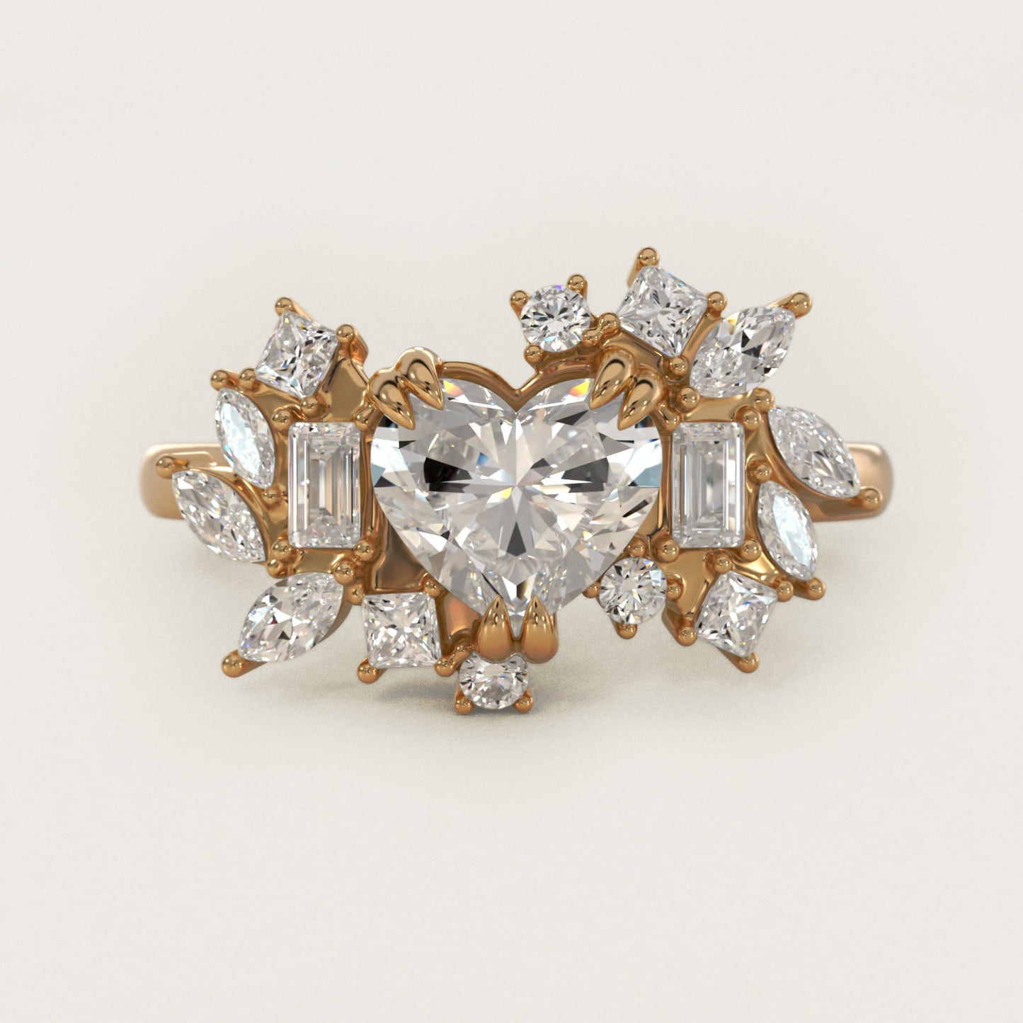 Faceted Side Stone Diamond Engagement Ring In 14K Yellow Gold By James Allen - Heart Center