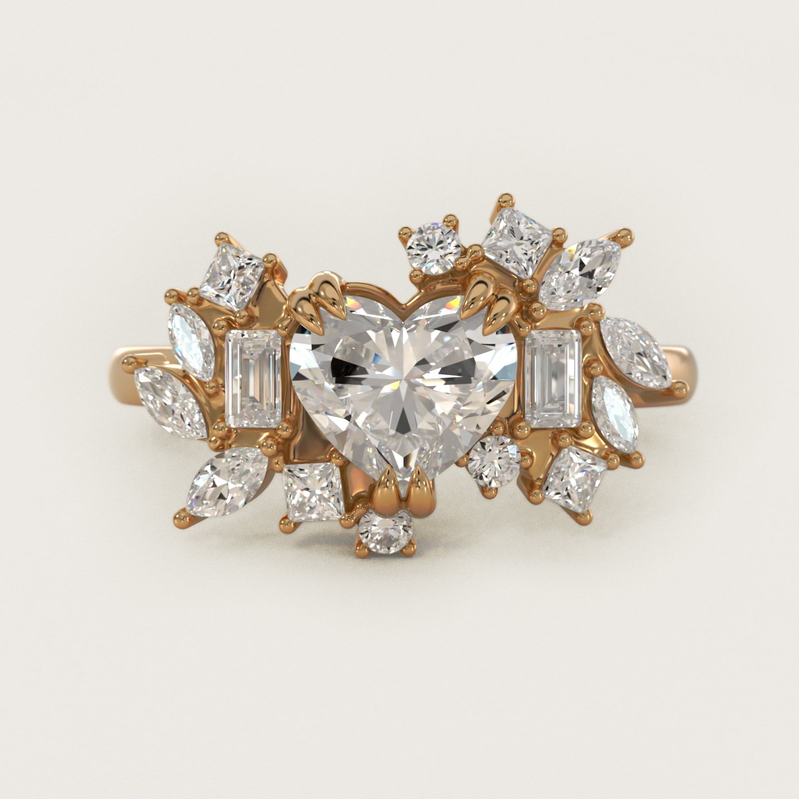 Faceted Side Stone Diamond Engagement Ring In 18k Yellow Gold By James Allen - Heart Center