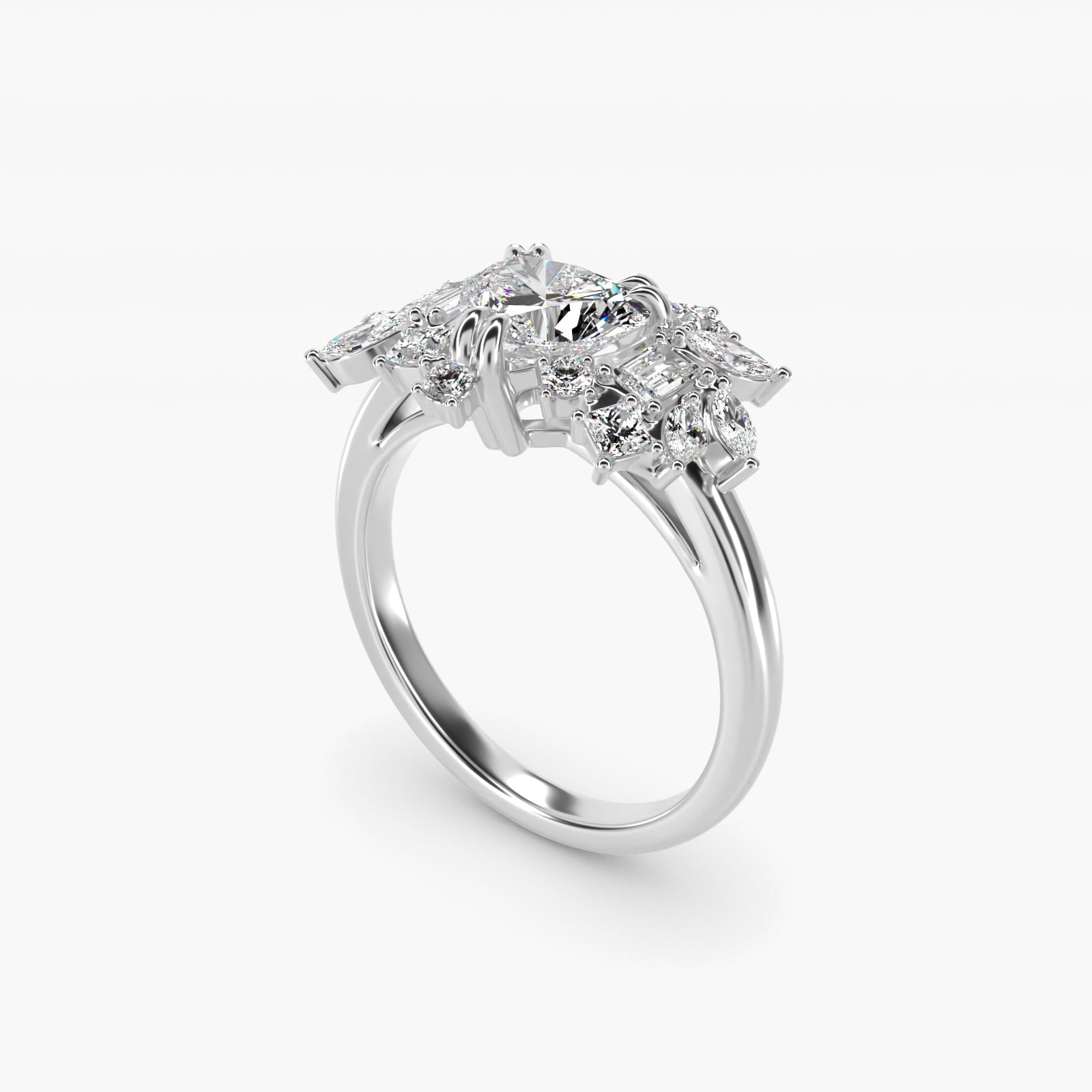 Faceted Side Stone Diamond Engagement Ring In Platinum By James Allen - Heart Center