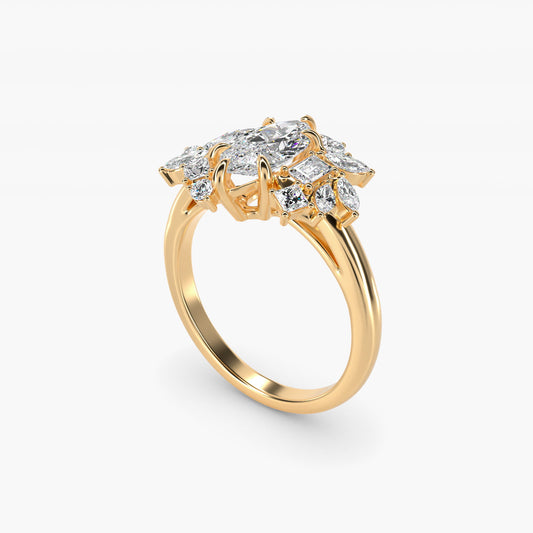 Faceted Side Stone Diamond Engagement Ring In 14K Yellow Gold By James Allen - Marquise Center