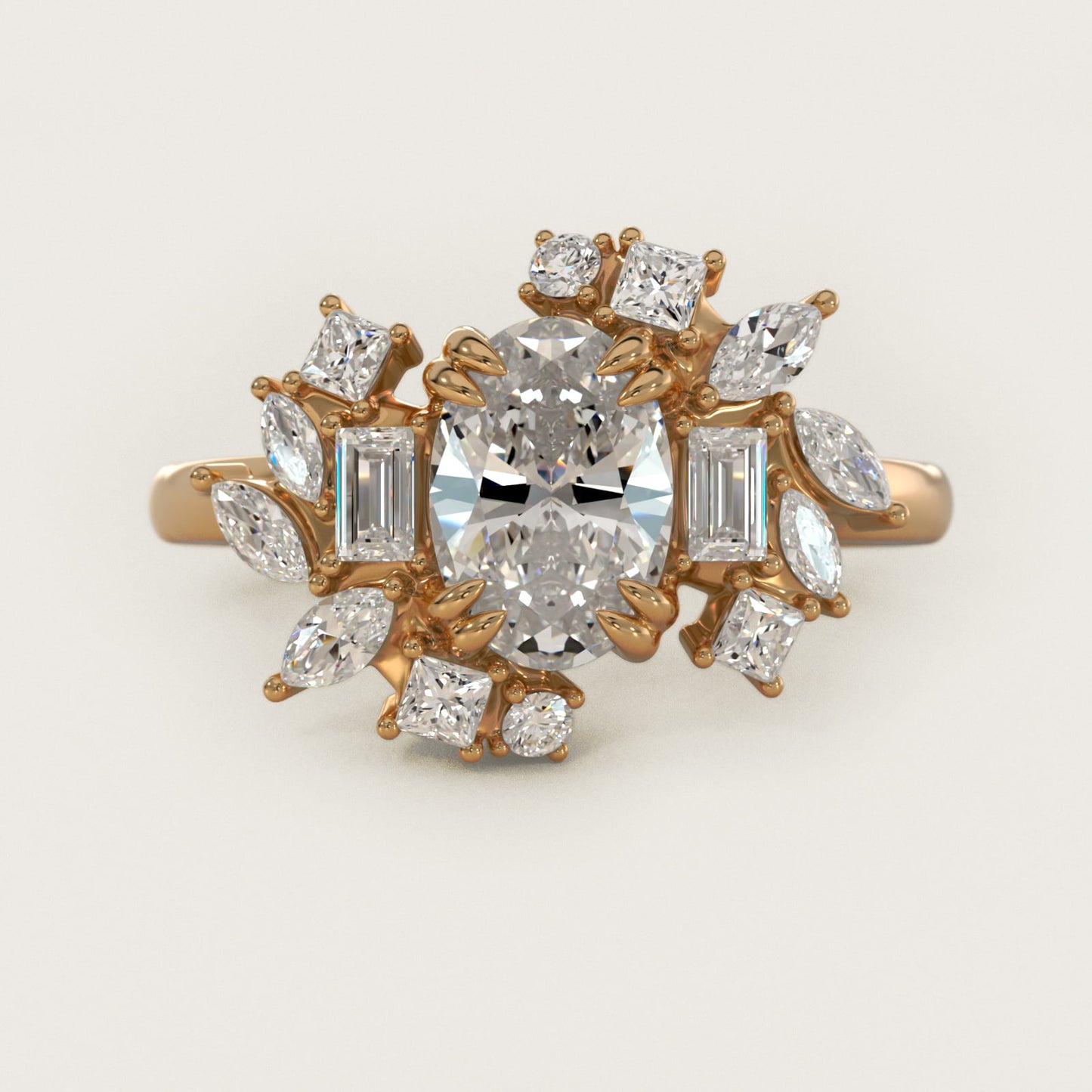 Faceted Side Stone Diamond Engagement Ring In 14K Yellow Gold By James Allen - Oval Center