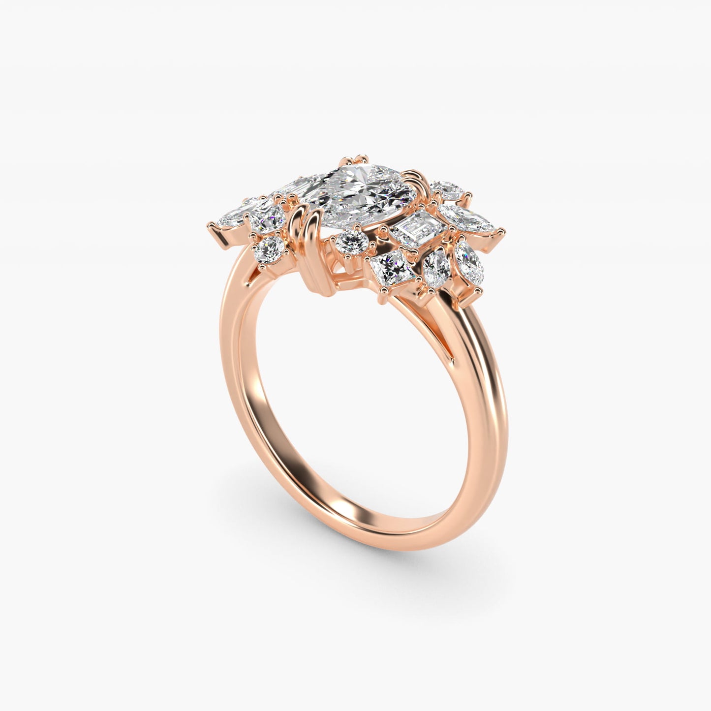 Faceted Side Stone Diamond Engagement Ring In 18k Rose Gold By James Allen - Pear Center