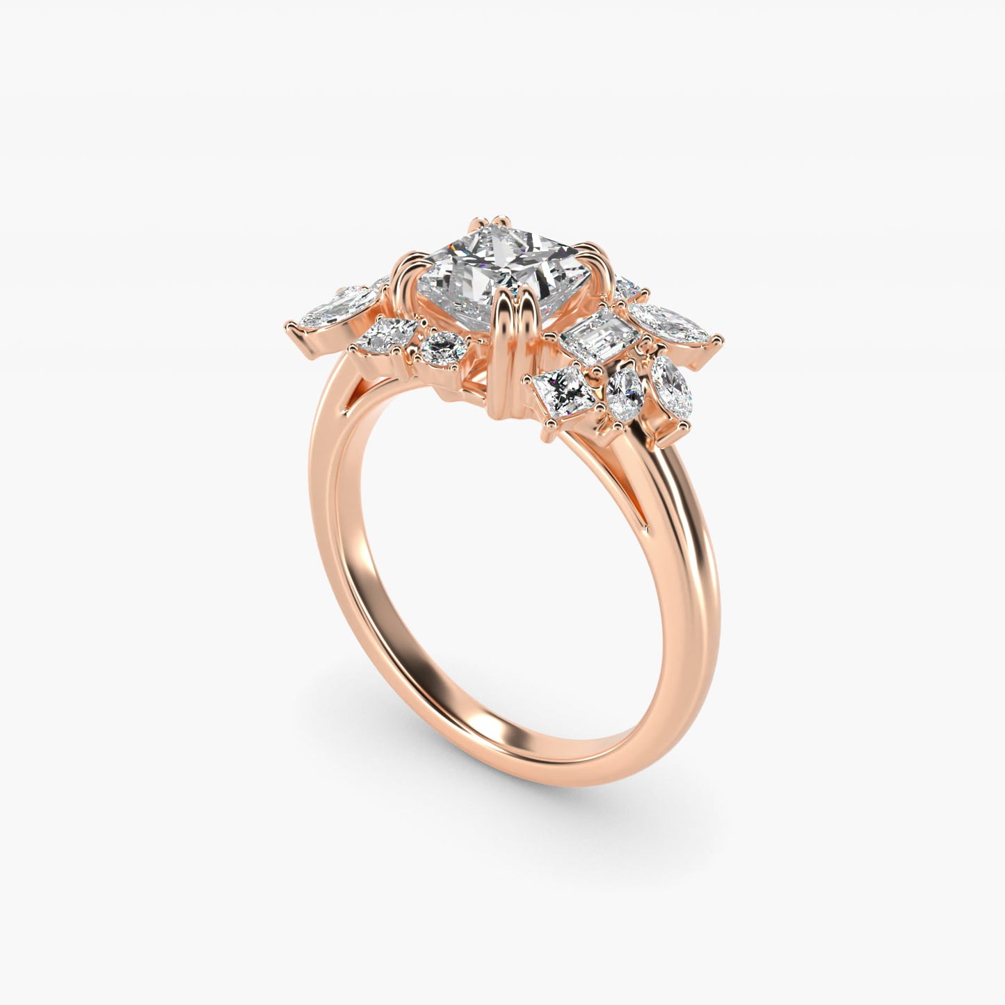 Faceted Side Stone Diamond Engagement Ring In 18k Rose Gold By James Allen - Princess Center