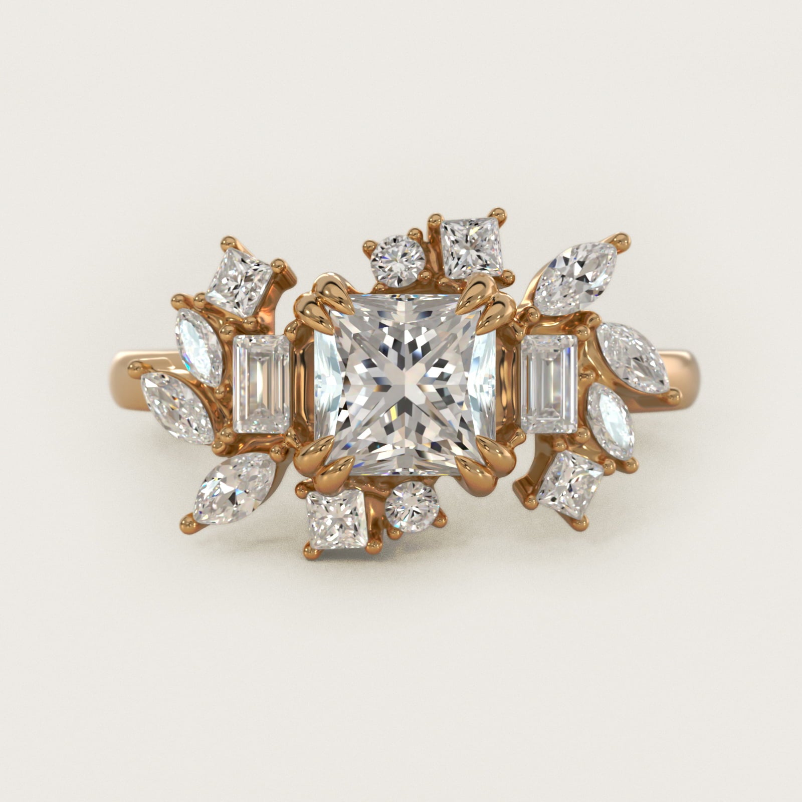 Faceted Side Stone Diamond Engagement Ring In 18k Yellow Gold By James Allen - Princess Center