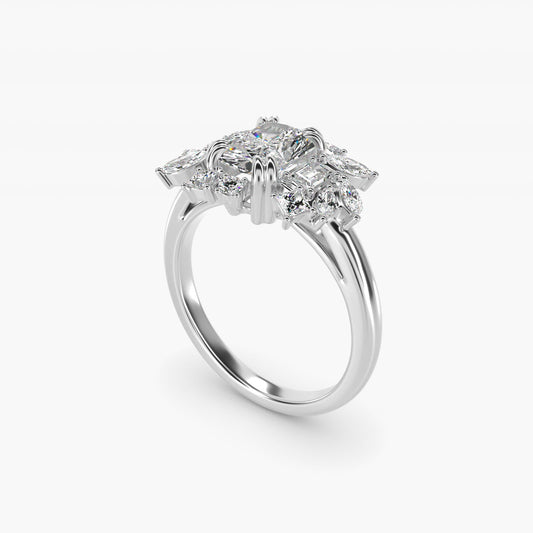 Faceted Side Stone Diamond Engagement Ring In 14K White Gold By James Allen - Radiant Center