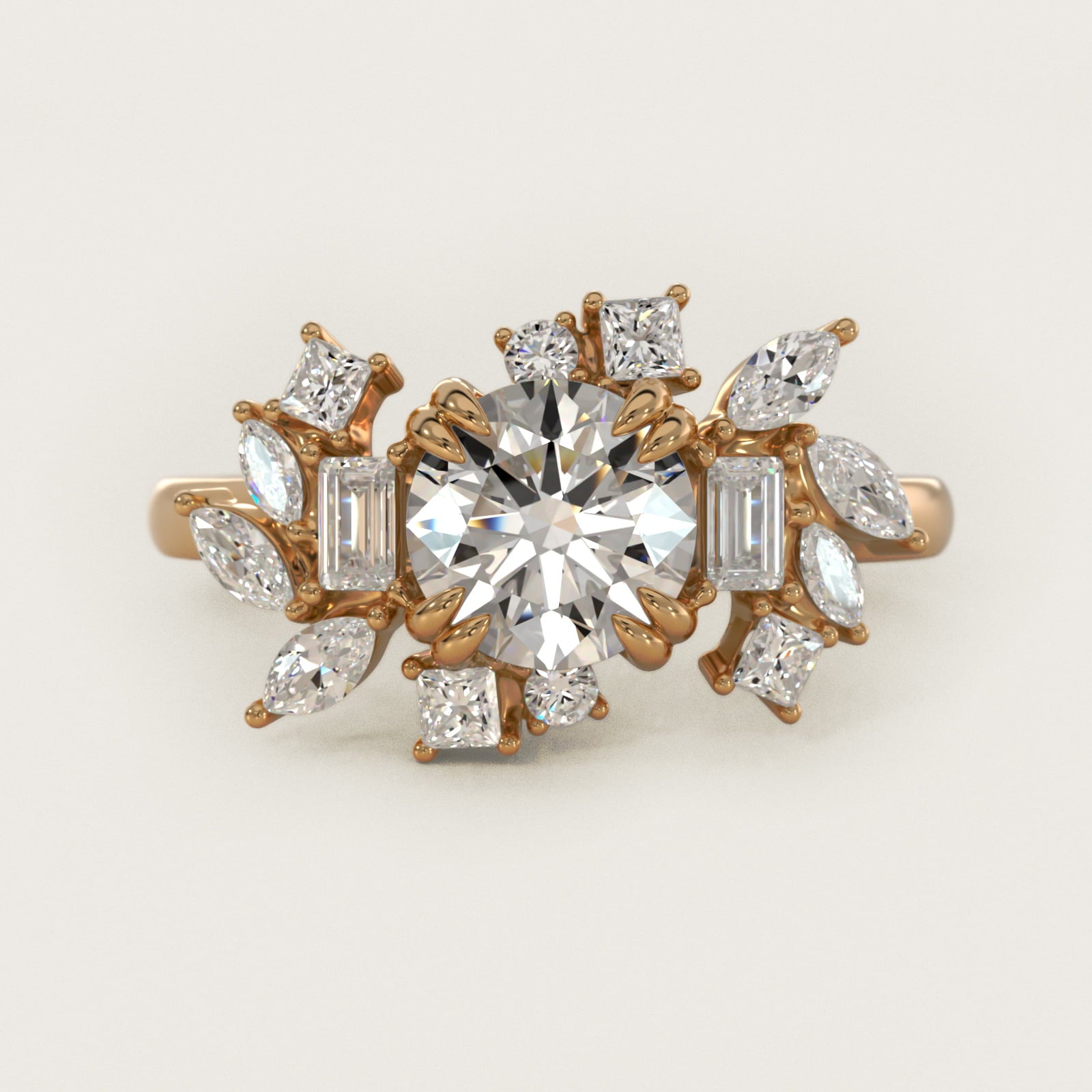Faceted Side Stone Diamond Engagement Ring In 18k Yellow Gold By James Allen - Round Center