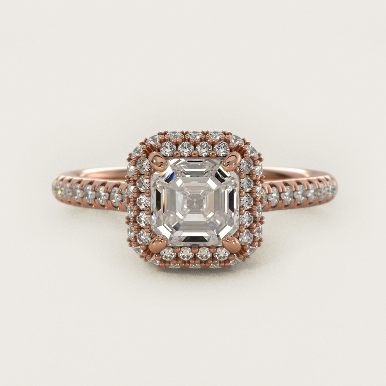 Falling Edge PavŽ Diamond Halo Engagement Ring In 14K Rose Gold By James Allen - Asscher Center