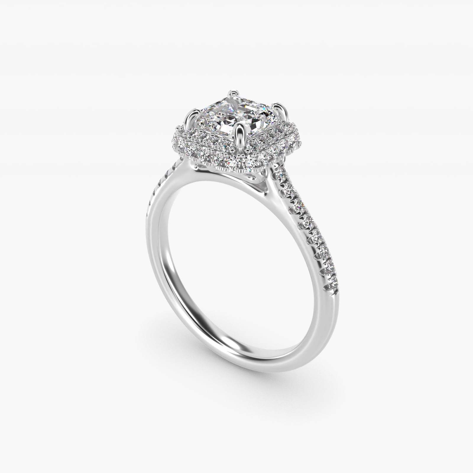 Falling Edge PavŽ Diamond Halo Engagement Ring In 14K White Gold By James Allen - Asscher Center