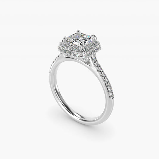 Falling Edge PavŽ Diamond Halo Engagement Ring In 14K White Gold By James Allen - Asscher Center