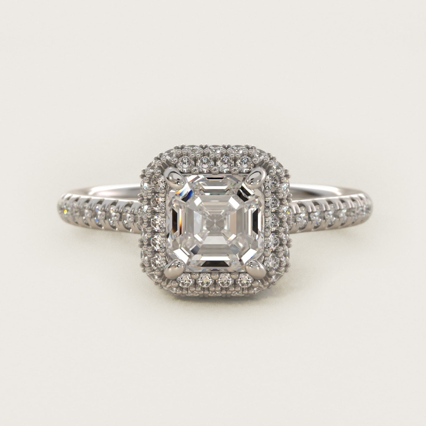 Falling Edge PavŽ Diamond Halo Engagement Ring In 14K White Gold By James Allen - Asscher Center