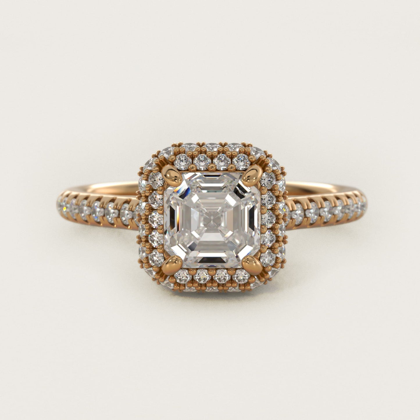 Falling Edge PavŽ Diamond Halo Engagement Ring In 18k Yellow Gold By James Allen - Asscher Center