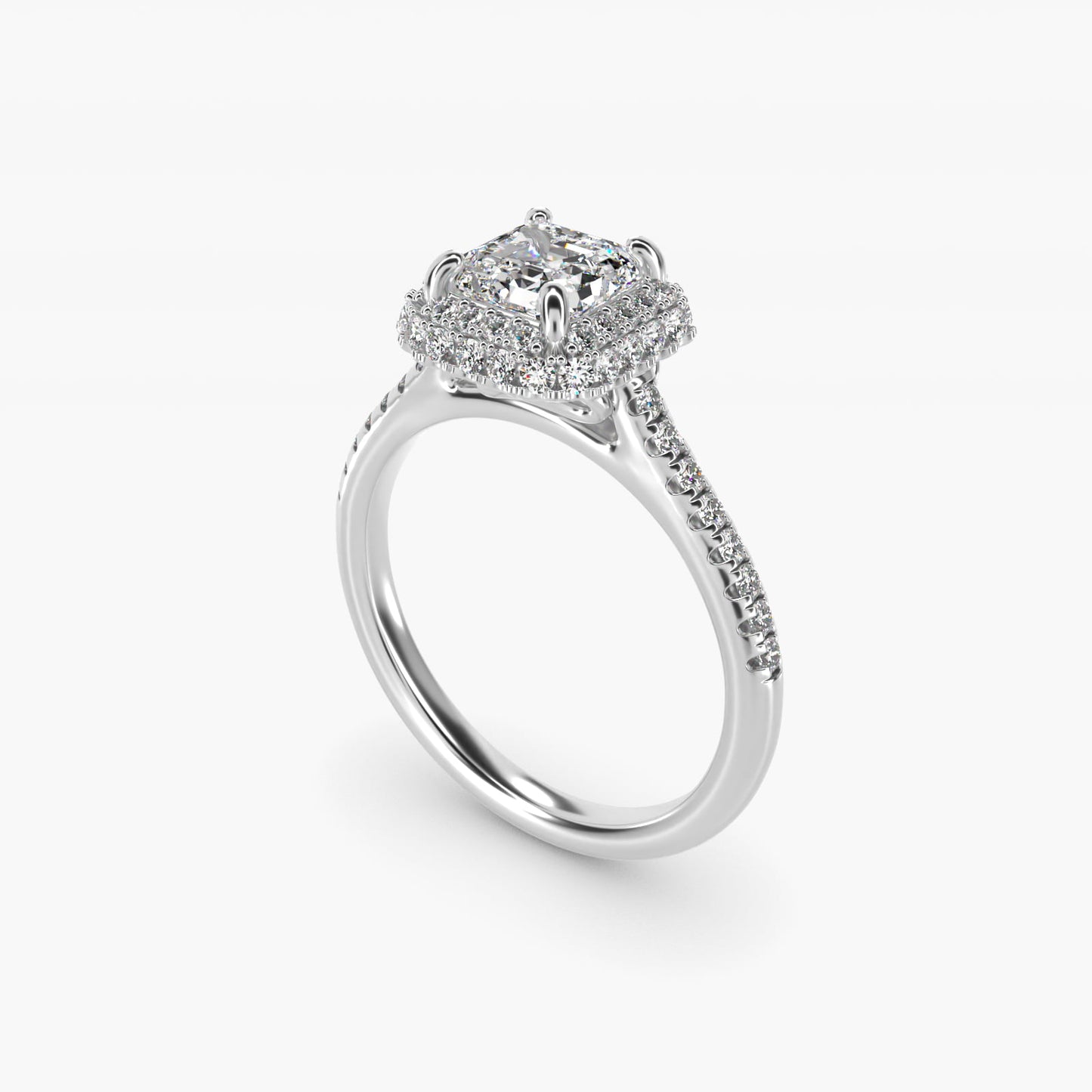 Falling Edge PavŽ Diamond Halo Engagement Ring In Platinum By James Allen - Asscher Center