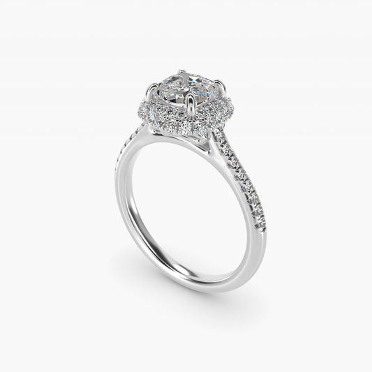 Falling Edge PavŽ Diamond Halo Engagement Ring In 14K White Gold By James Allen - Cushion Center