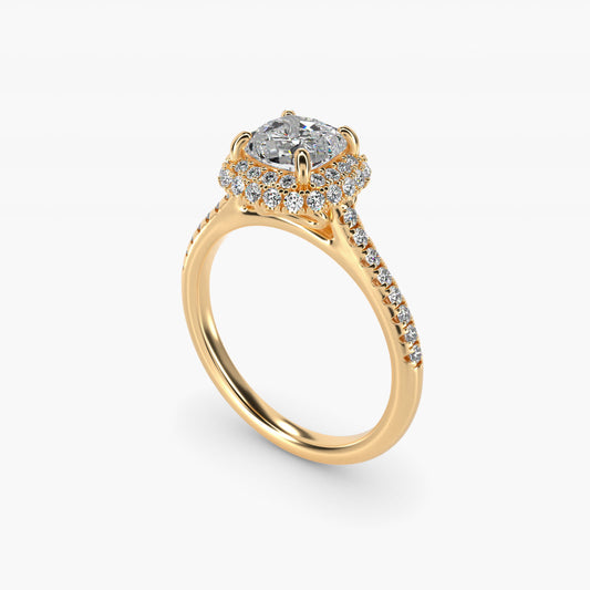 Falling Edge PavŽ Diamond Halo Engagement Ring In 14K Yellow Gold By James Allen - Cushion Center