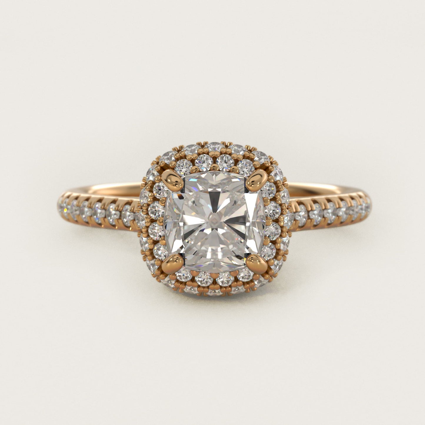 Falling Edge PavŽ Diamond Halo Engagement Ring In 14K Yellow Gold By James Allen - Cushion Center