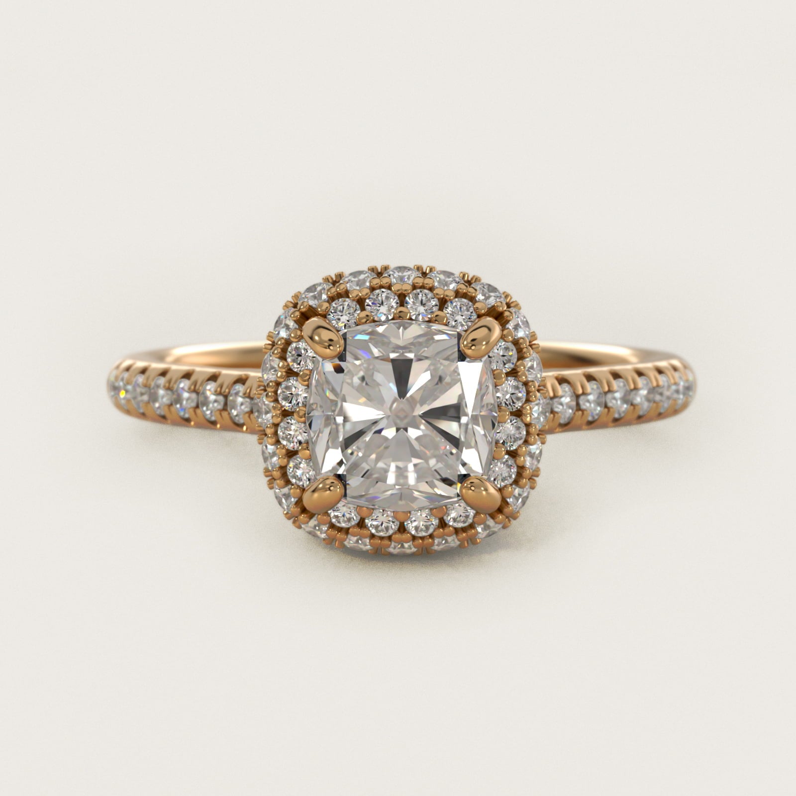 Falling Edge PavŽ Diamond Halo Engagement Ring In 14K Yellow Gold By James Allen - Cushion Center