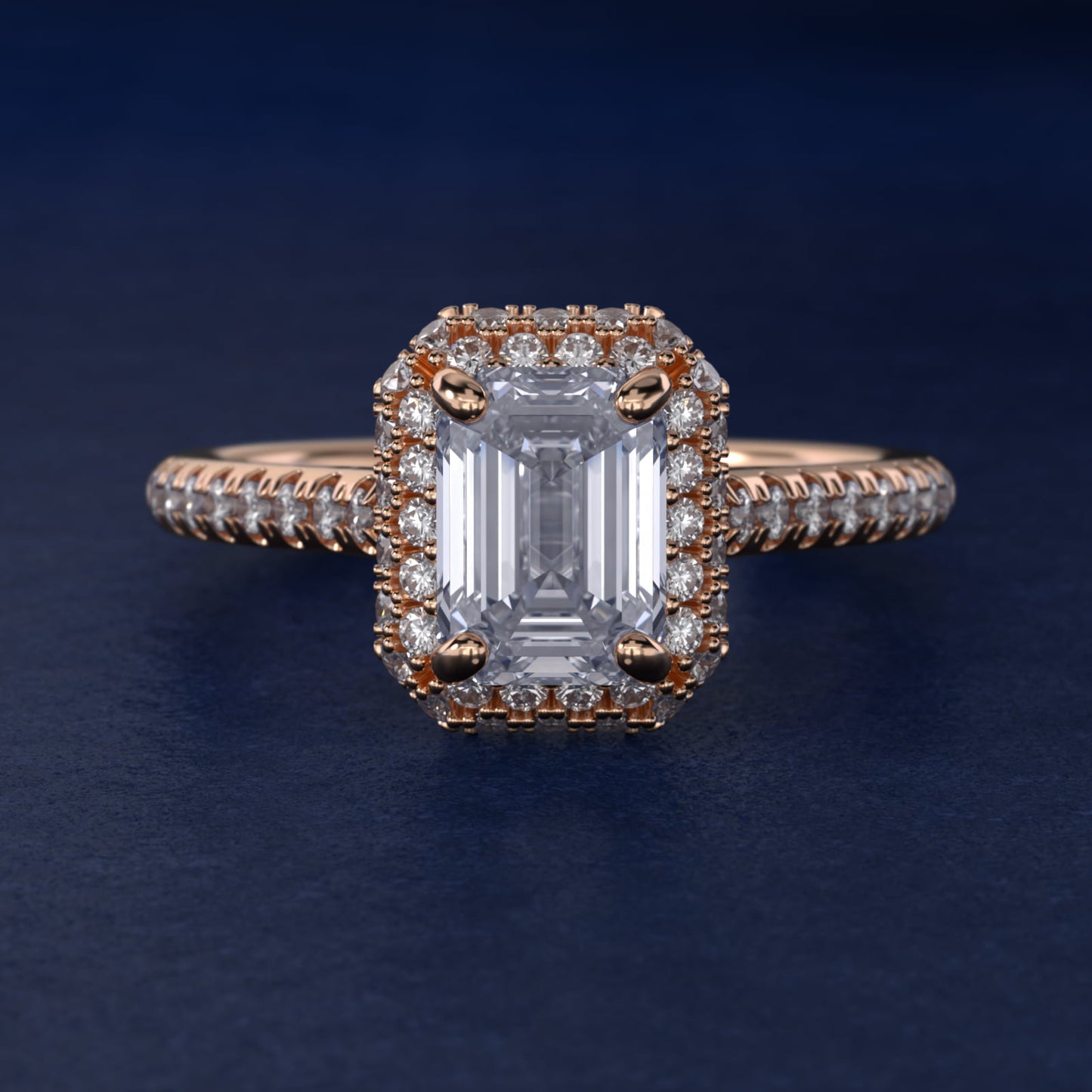 Falling Edge PavŽ Diamond Halo Engagement Ring In 18k Rose Gold By James Allen - Emerald Center