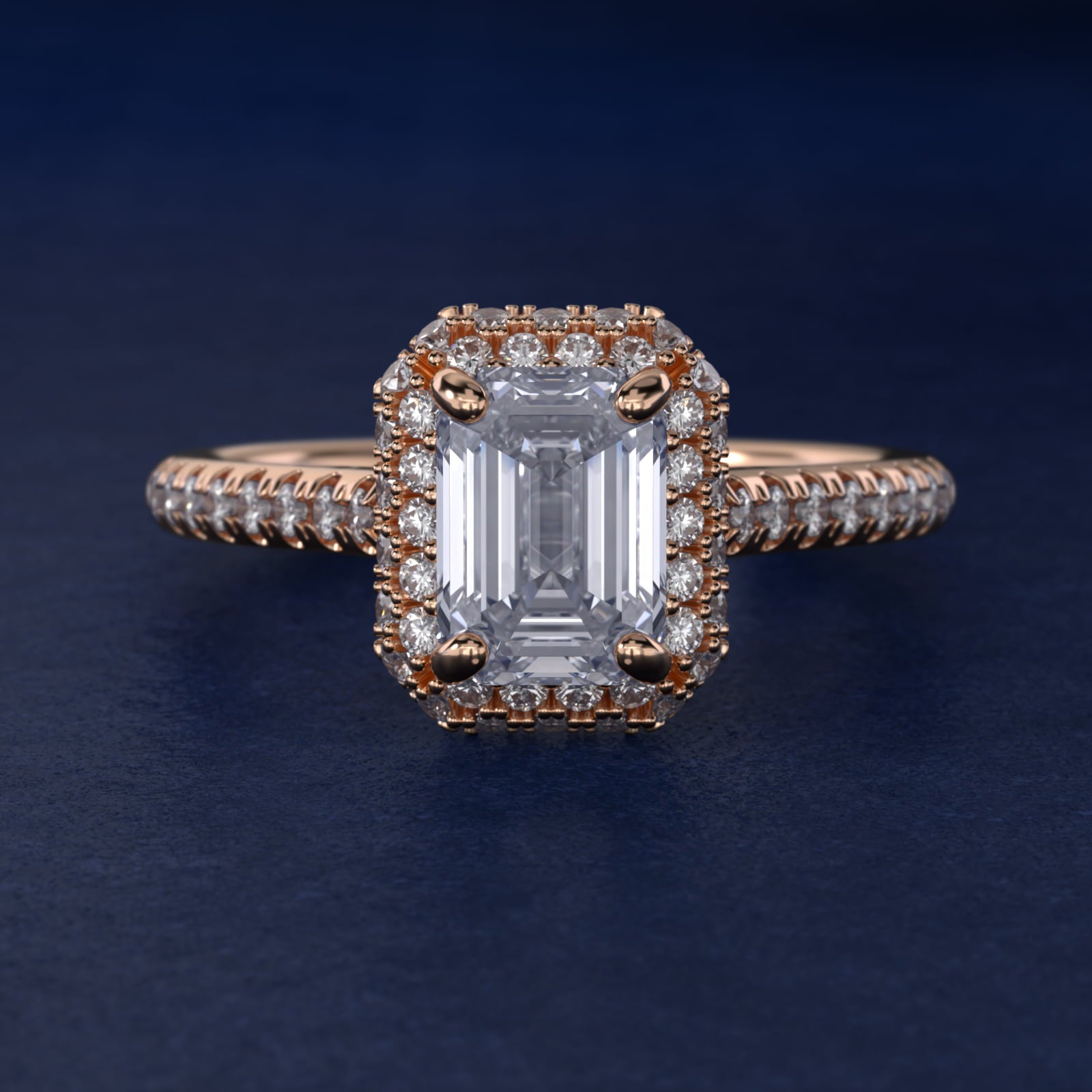 Falling Edge PavŽ Diamond Halo Engagement Ring In 18k Rose Gold By James Allen - Emerald Center