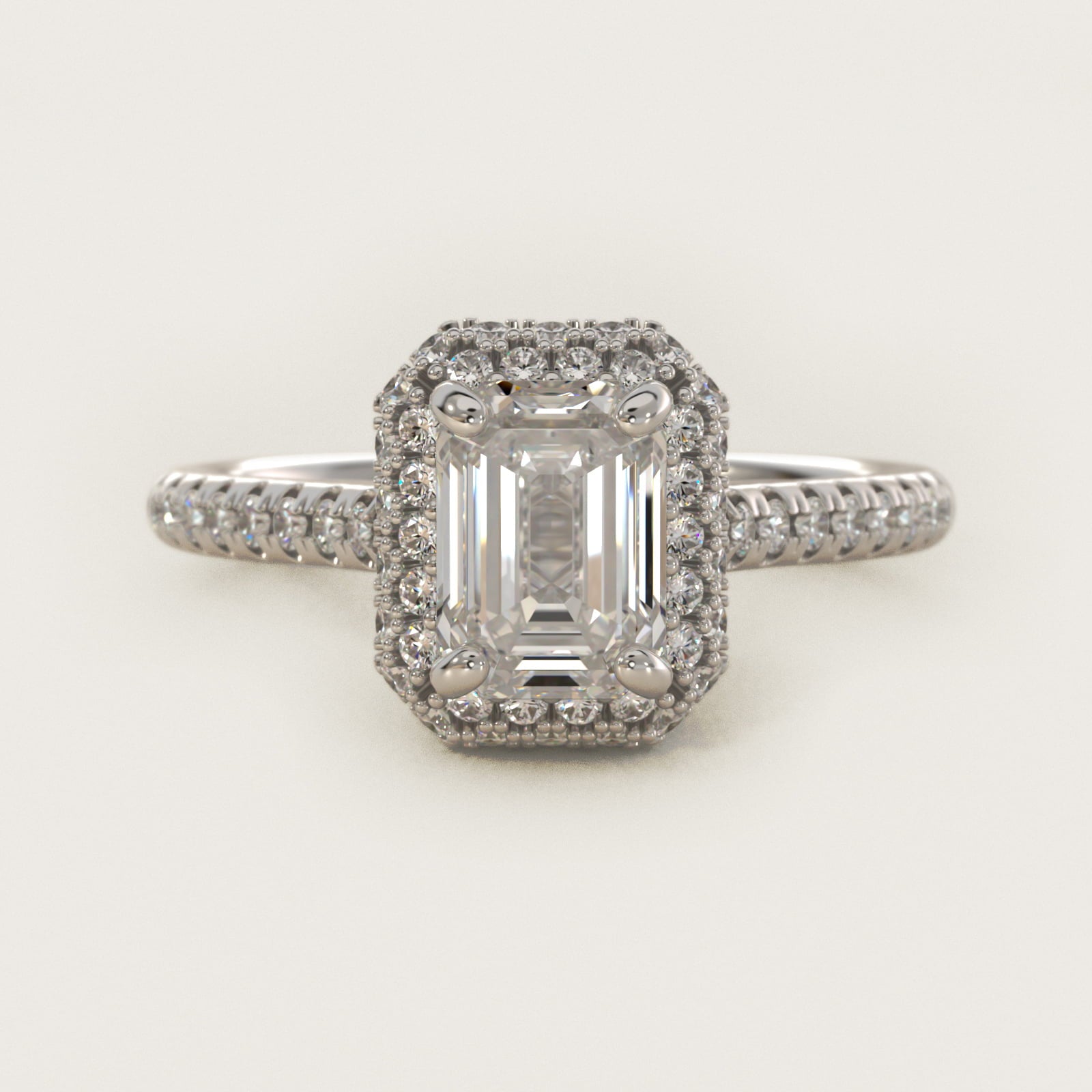 Falling Edge PavŽ Diamond Halo Engagement Ring In 14K White Gold By James Allen - Emerald Center