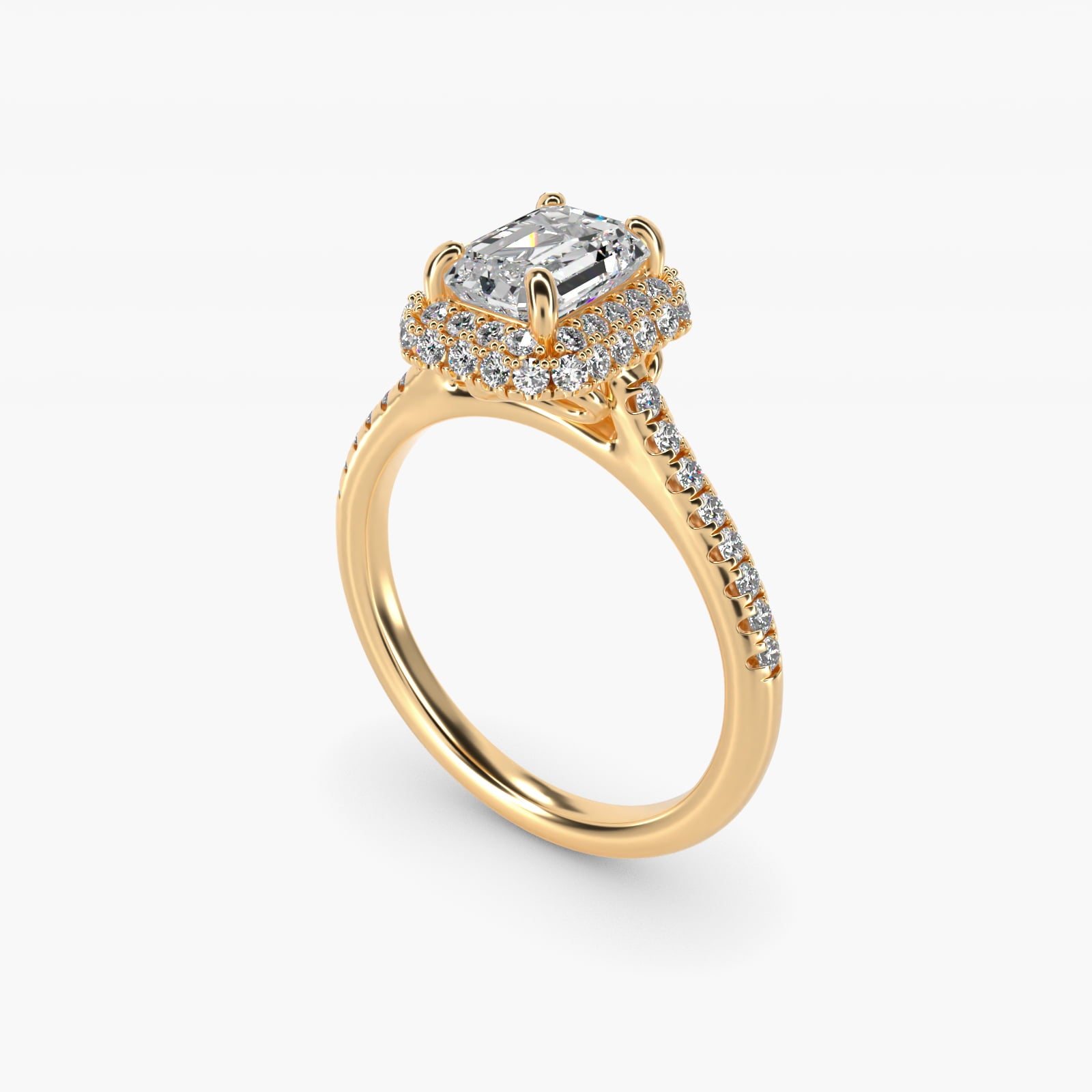 Falling Edge PavŽ Diamond Halo Engagement Ring In 14K Yellow Gold By James Allen - Emerald Center