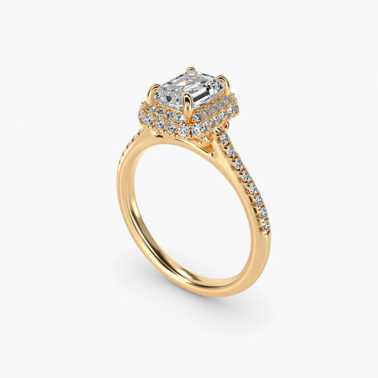 Falling Edge PavŽ Diamond Halo Engagement Ring In 14K Yellow Gold By James Allen - Emerald Center