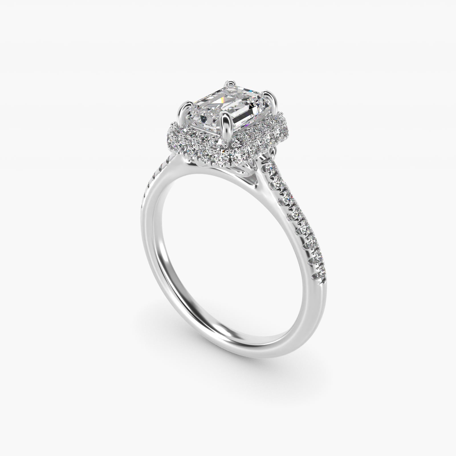 Falling Edge PavŽ Diamond Halo Engagement Ring In Platinum By James Allen - Emerald Center