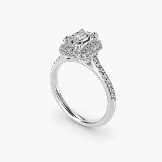 Falling Edge PavŽ Diamond Halo Engagement Ring In Platinum By James Allen - Emerald Center