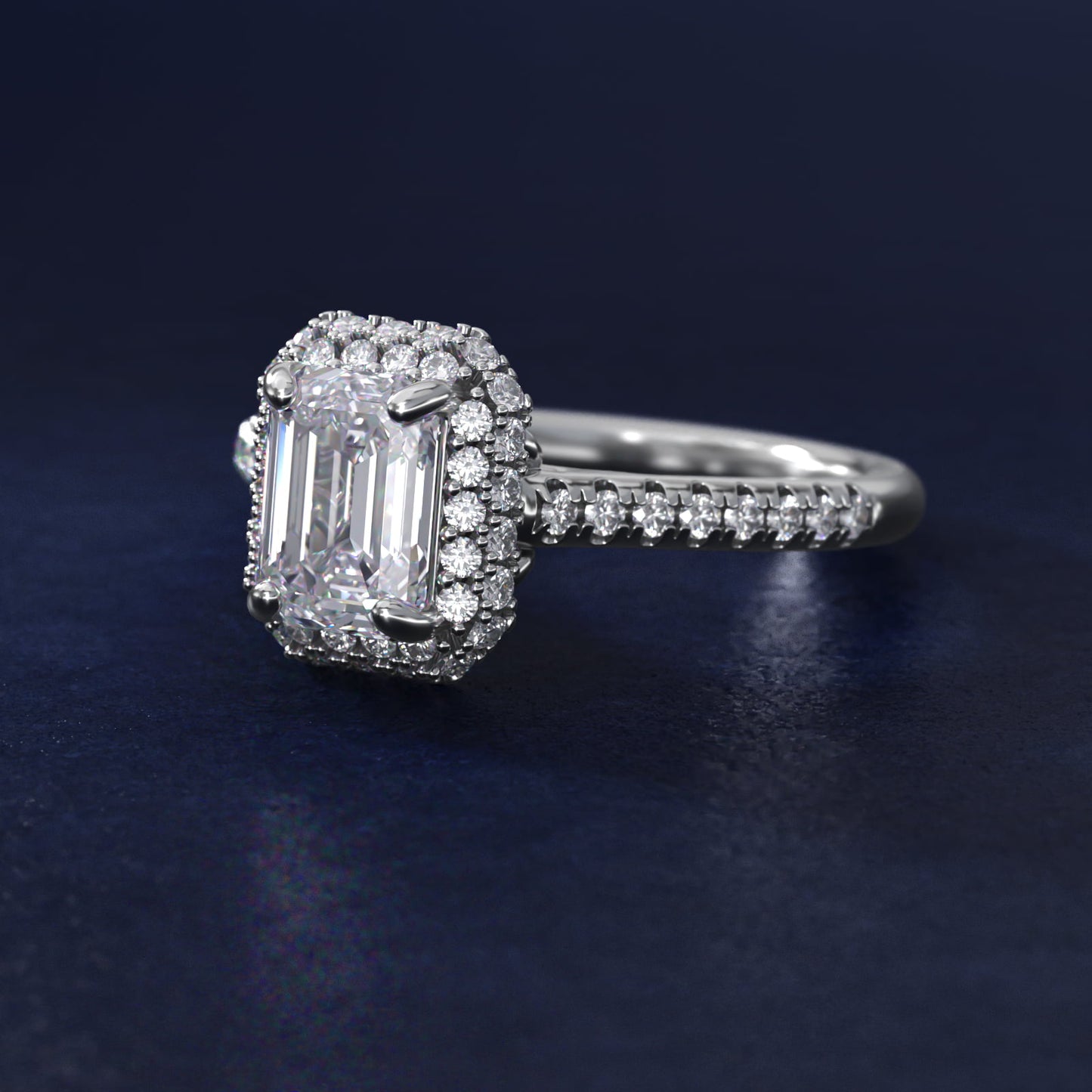 Falling Edge PavŽ Diamond Halo Engagement Ring In Platinum By James Allen - Emerald Center