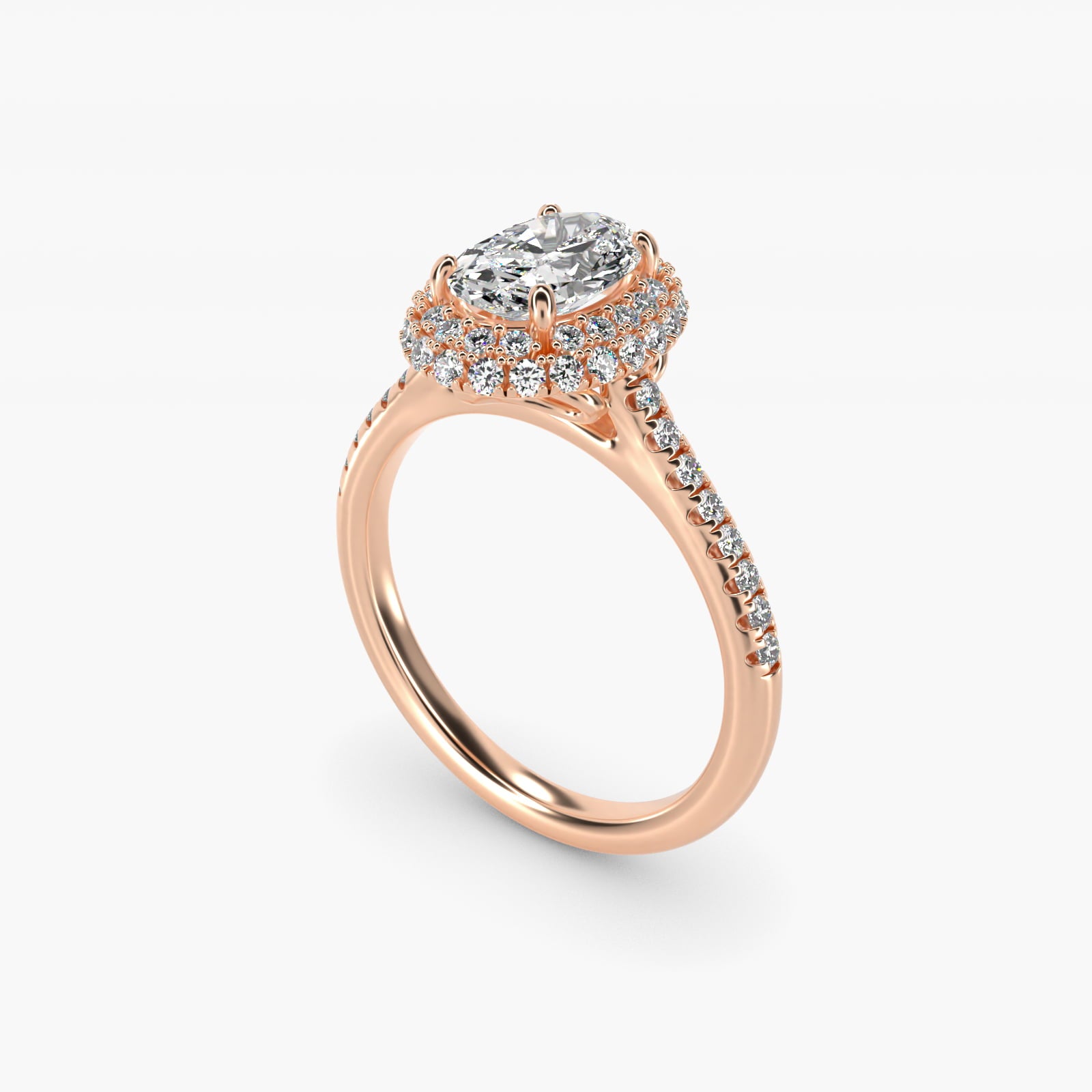 Falling Edge PavŽ Diamond Halo Engagement Ring In 14K Rose Gold By James Allen - Oval Center