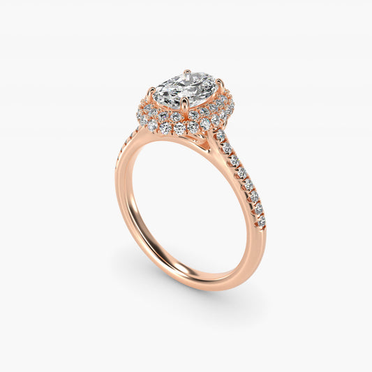 Falling Edge PavŽ Diamond Halo Engagement Ring In 18k Rose Gold By James Allen - Oval Center