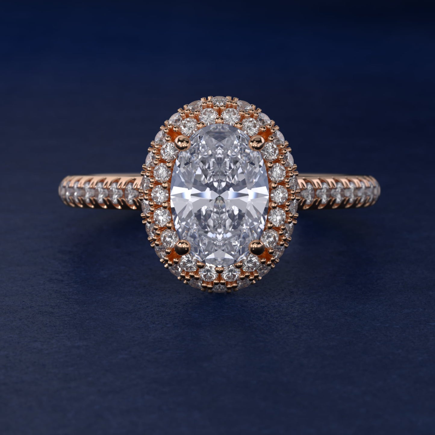 Falling Edge PavŽ Diamond Halo Engagement Ring In 14K Rose Gold By James Allen - Oval Center