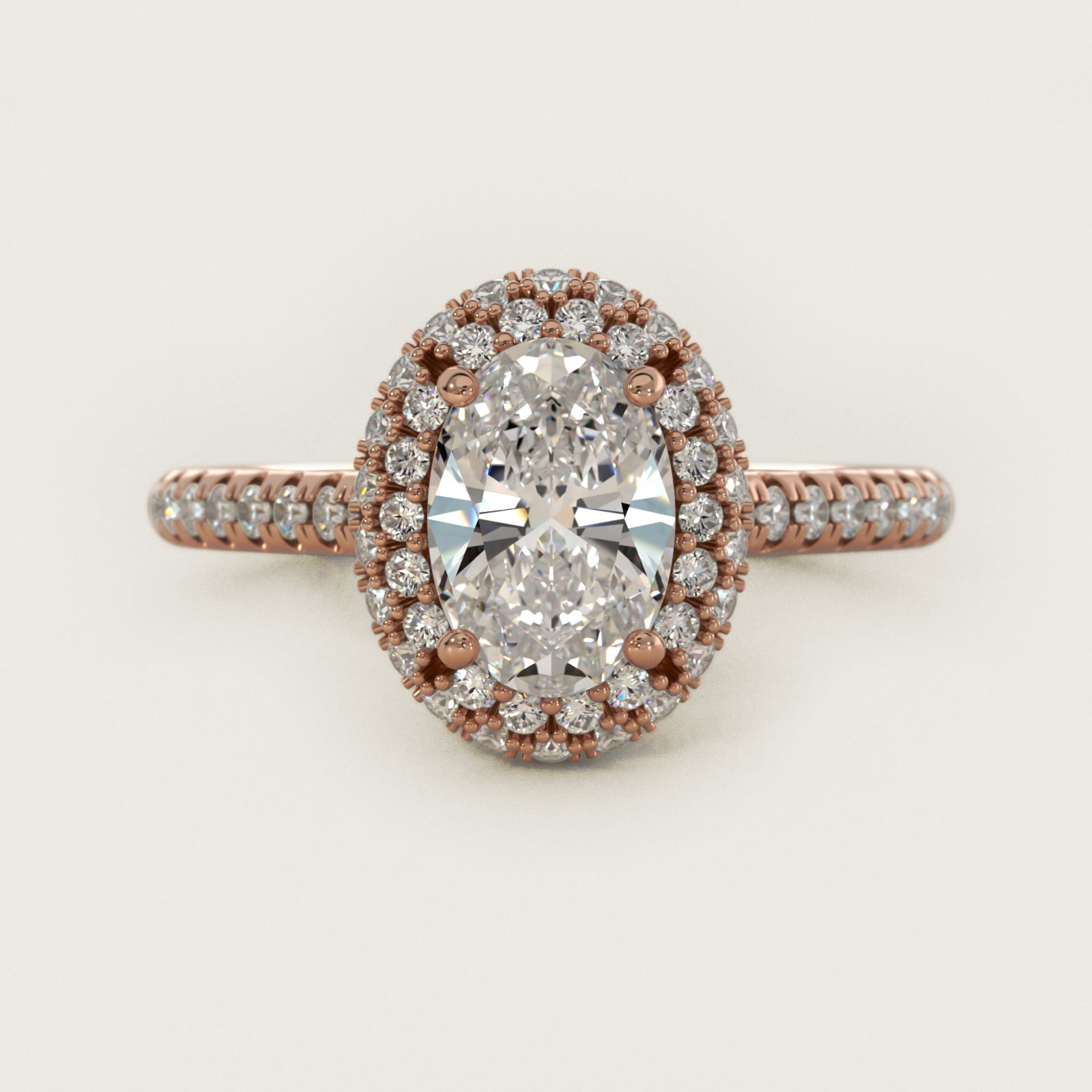 Falling Edge PavŽ Diamond Halo Engagement Ring In 14K Rose Gold By James Allen - Oval Center