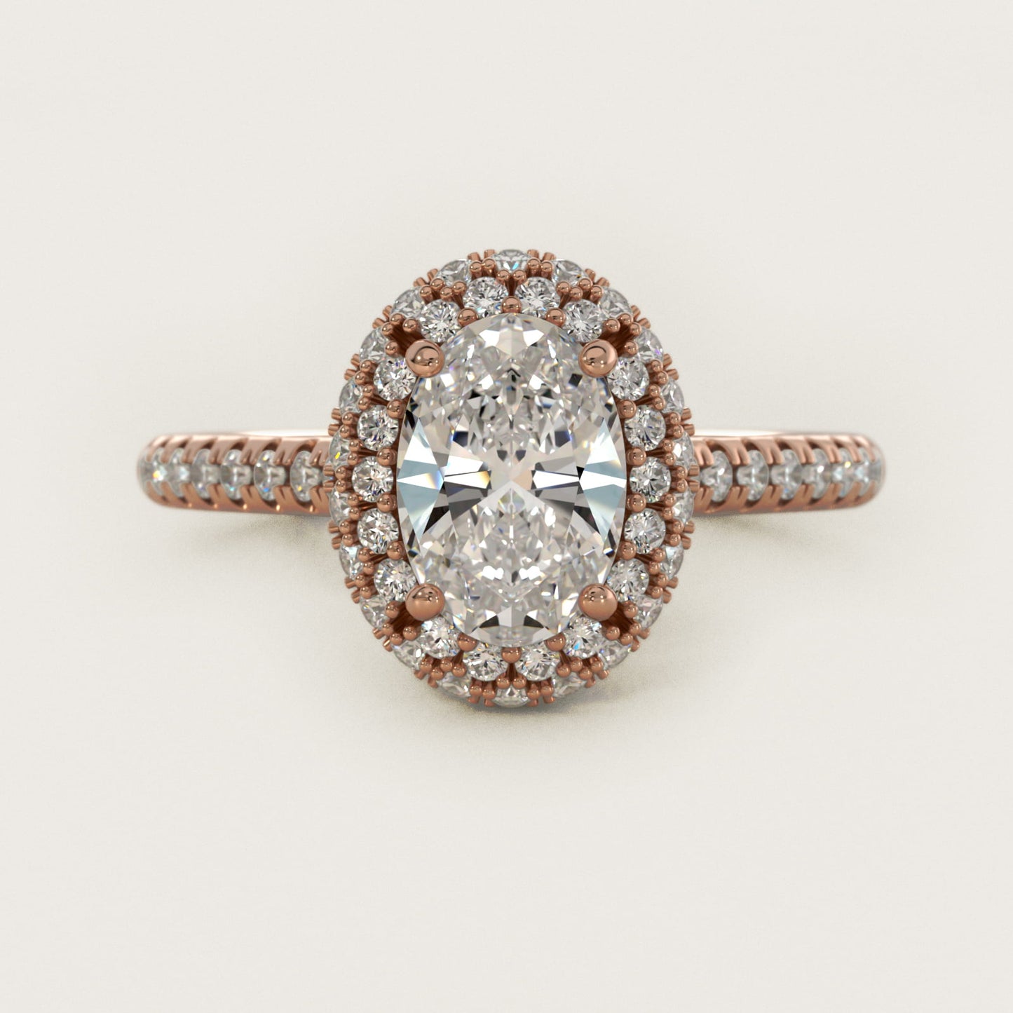 Falling Edge PavŽ Diamond Halo Engagement Ring In 18k Rose Gold By James Allen - Oval Center